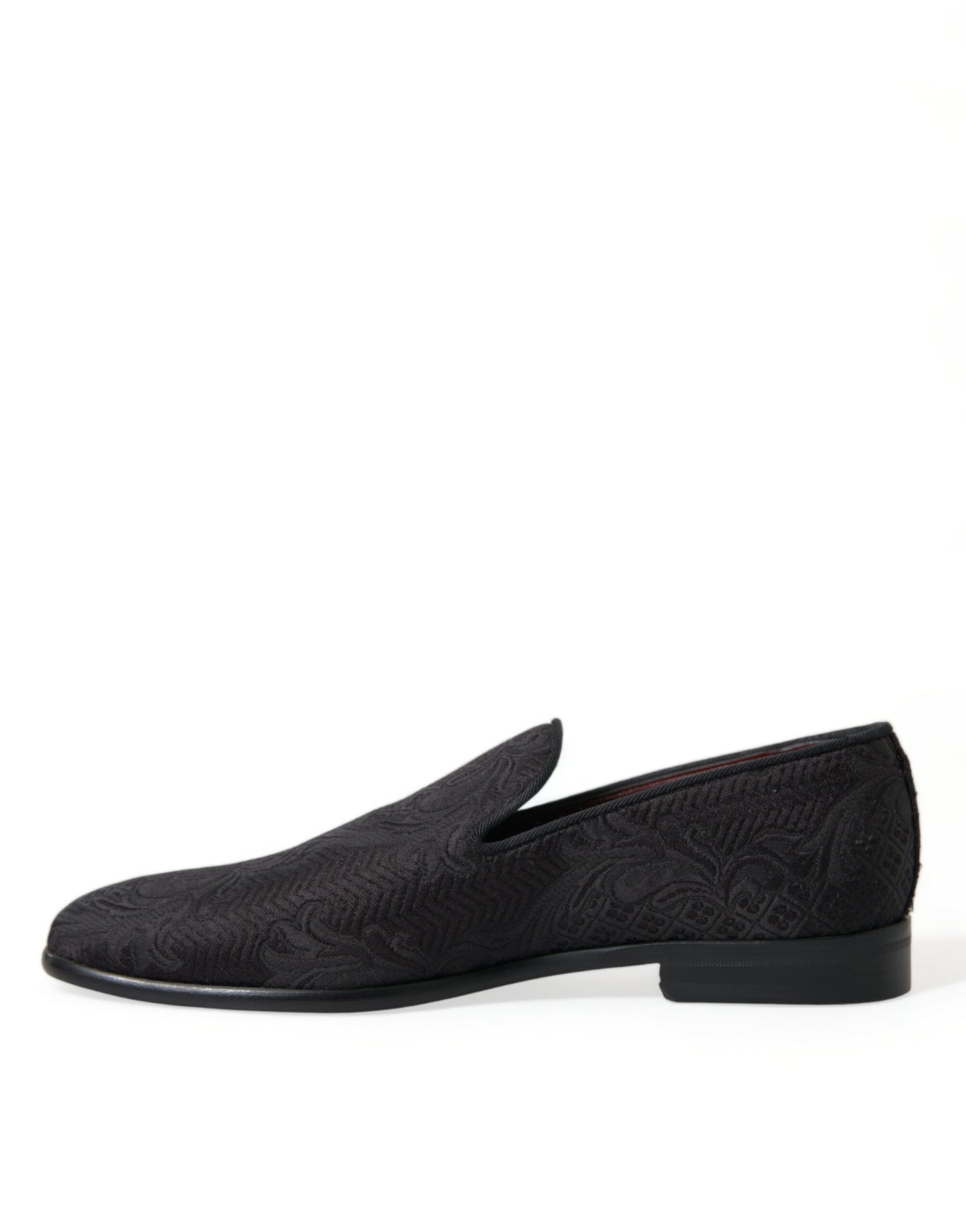 Dolce & Gabbana Elegante Zwarte Brokaat Jurk Loafers