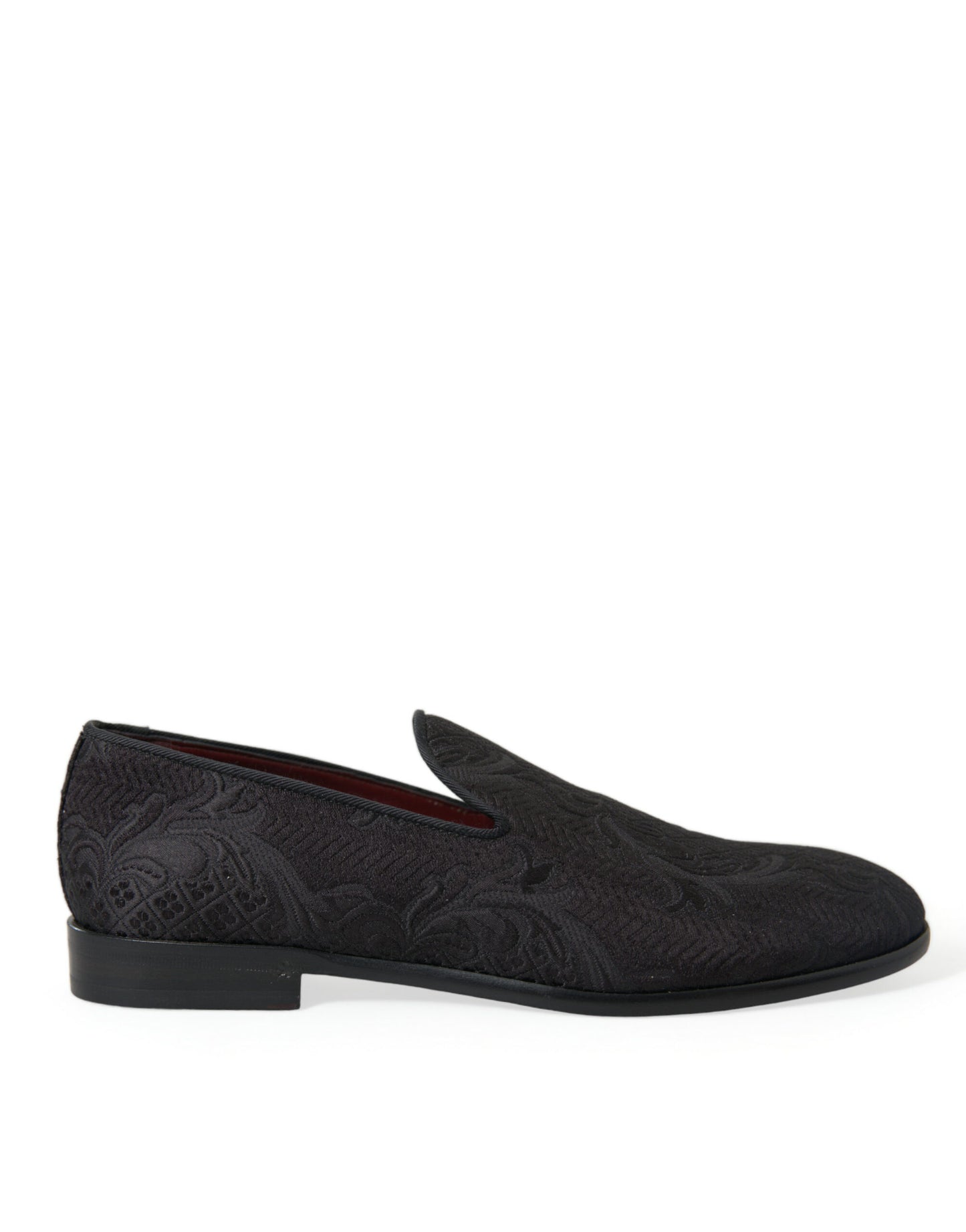 Dolce & Gabbana Elegante Zwarte Brokaat Jurk Loafers