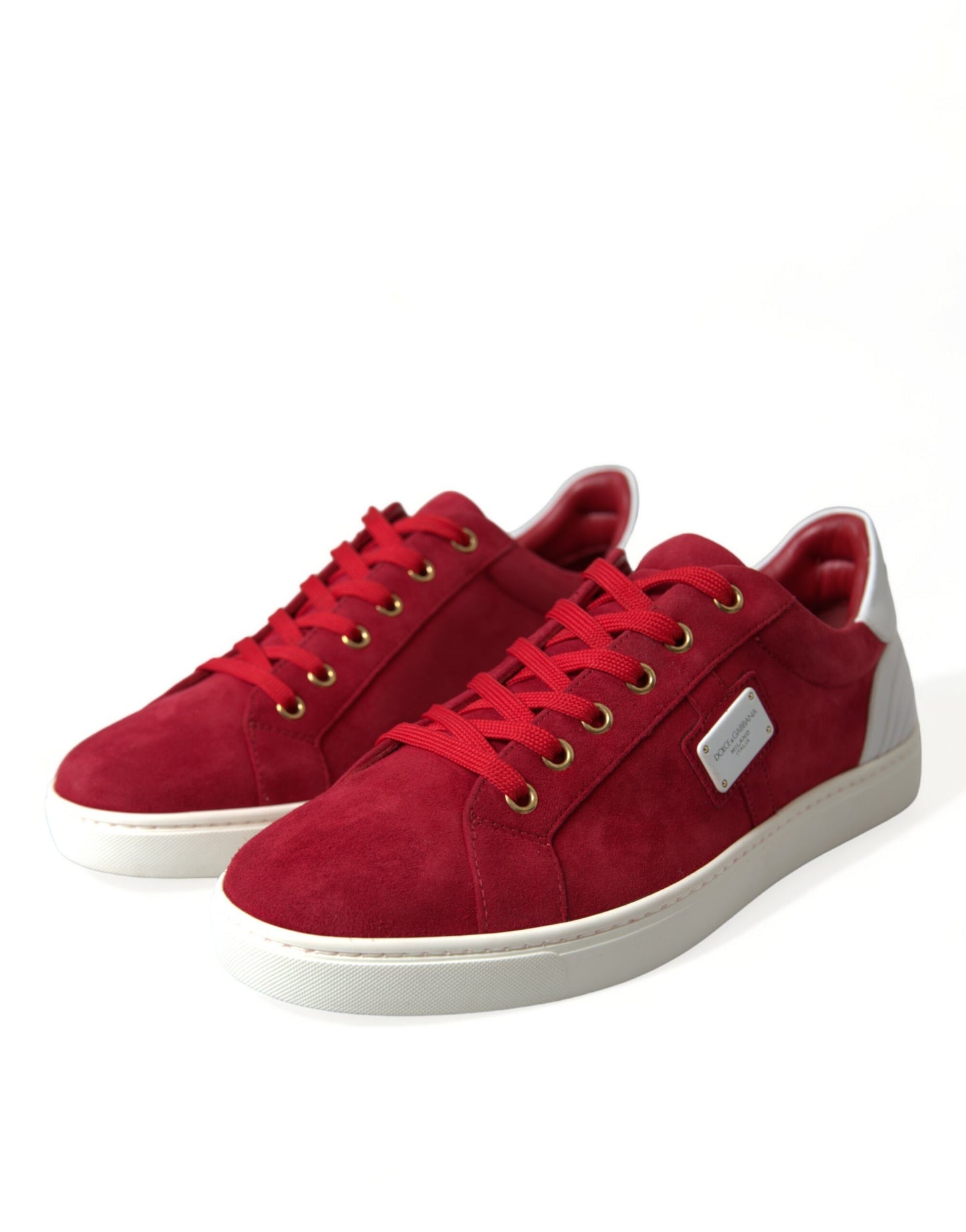 Dolce & Gabbana Elegante Rood & Witte Leren Sneakers