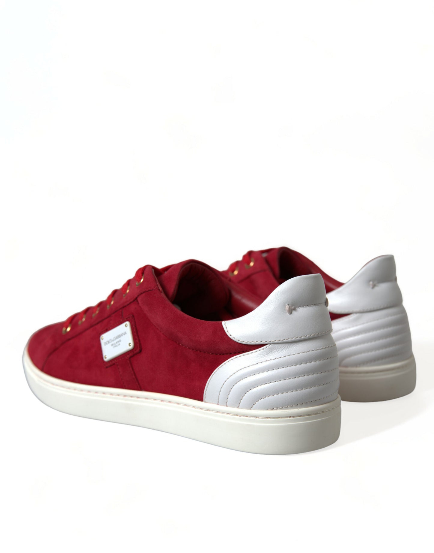 Dolce & Gabbana Elegante Rood & Witte Leren Sneakers