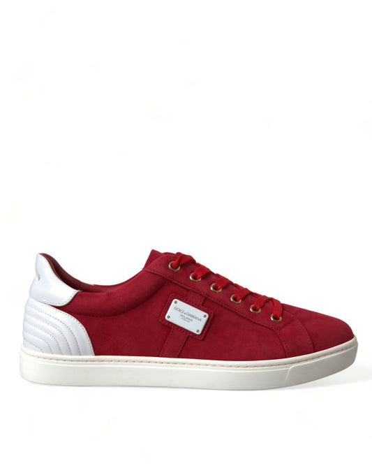 Dolce & Gabbana Elegante Rood & Witte Leren Sneakers