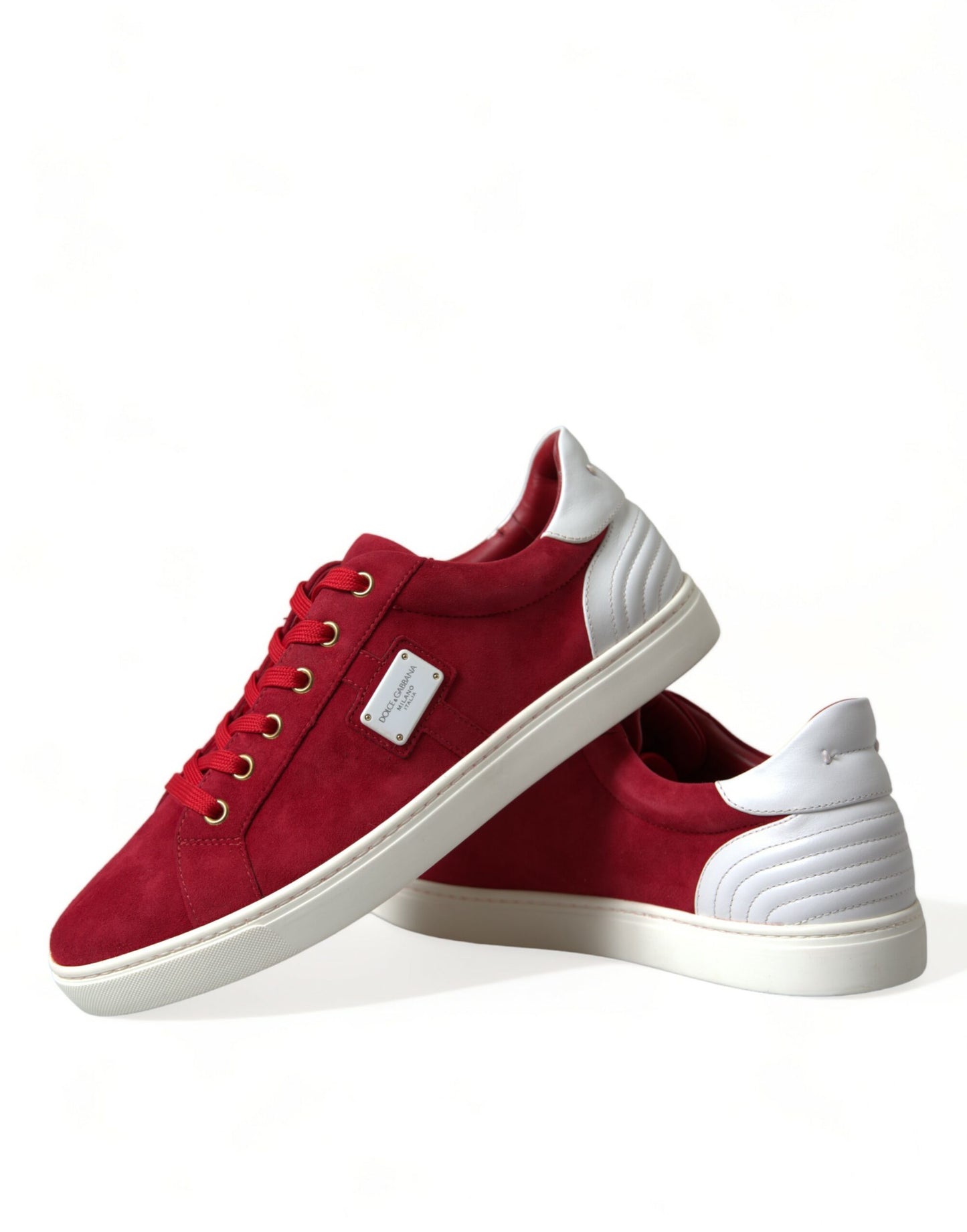 Dolce & Gabbana Elegante Rood & Witte Leren Sneakers