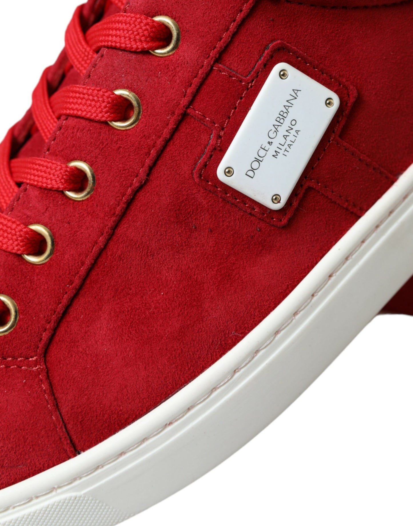 Dolce & Gabbana Elegante Rood & Witte Leren Sneakers