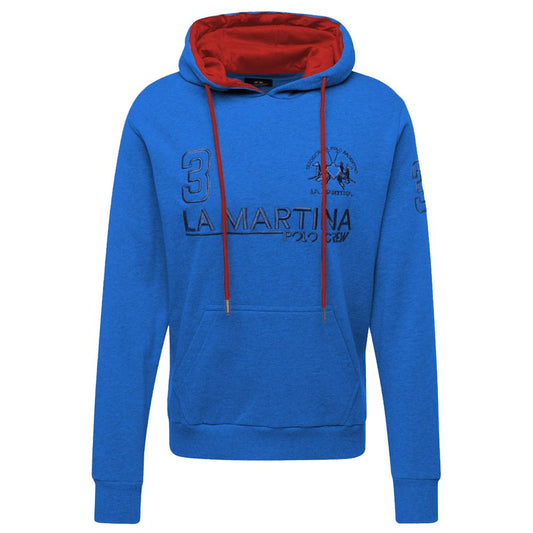 La Martina Chic Blauwe Katoenen Capuchon Sweatshirt