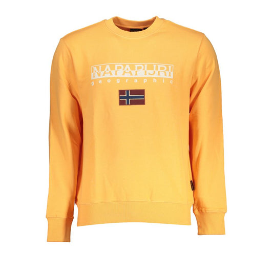 Napapijri Strakke Oranje Ronde Hals Geborduurde Sweatshirt