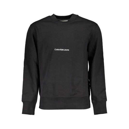 Calvin Klein Strakke Zwarte Fleece Sweatshirt Met Ronde Hals