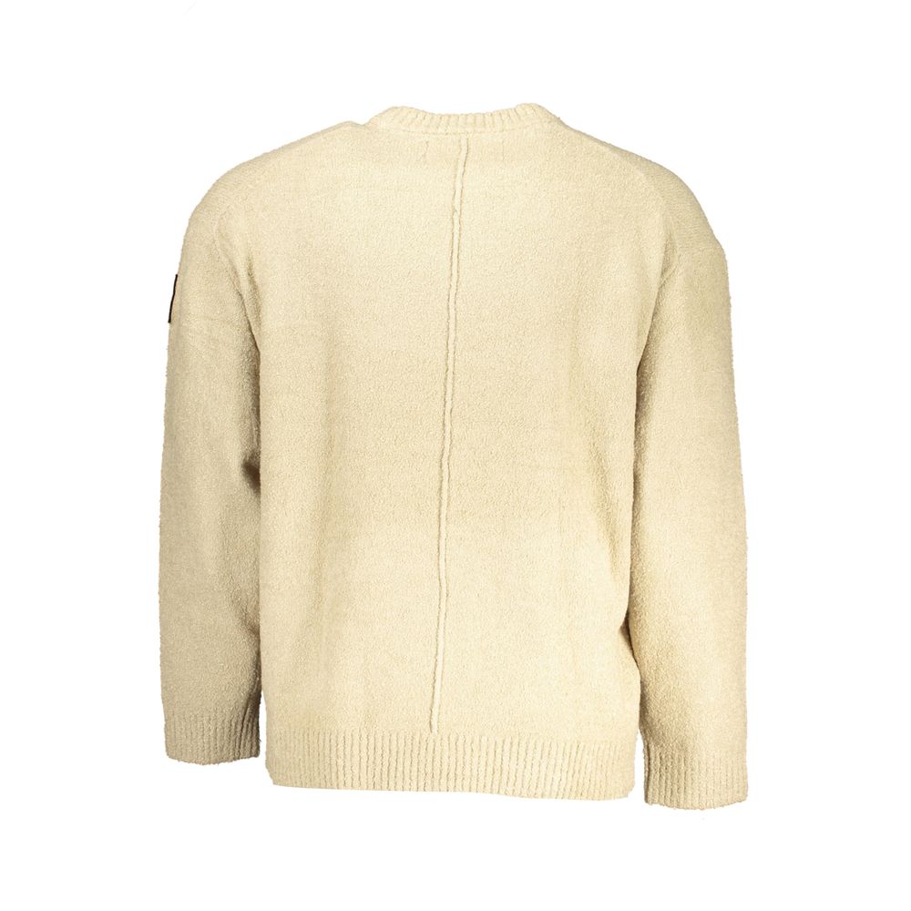 Calvin Klein Chic Beige Crew Neck Sweater met Contrasterende Details