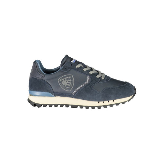 Blauer Strakke Blauwe Sport Sneakers met Contrasterende Veterdetail