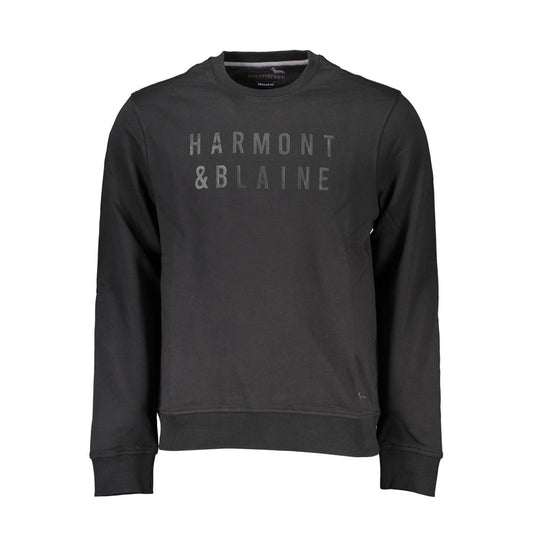 Harmont & Blaine Strakke zwarte sweatshirt met lange mouwen en ronde hals