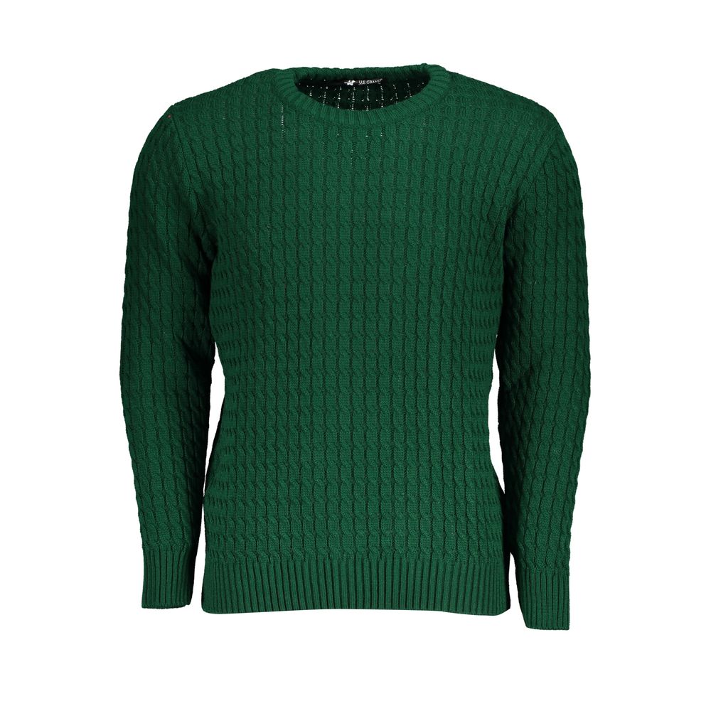 US Grand Polo Twist-Knit Groene Ronde Hals Trui