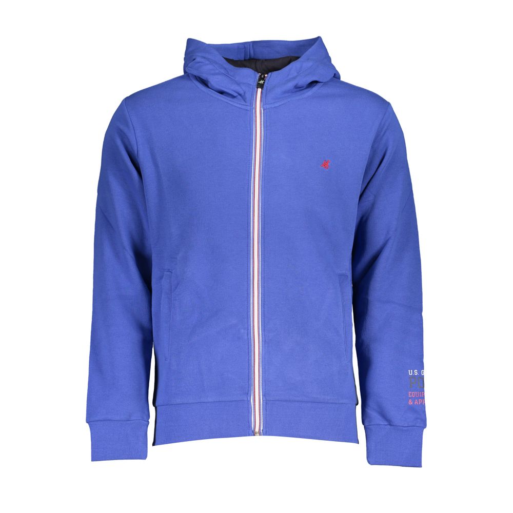 US Grand Polo Chic Blauwe Fleece Sweatshirt met Capuchon en Borduurwerk