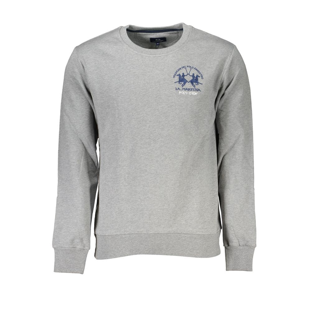 La Martina Chic Grijs Ronde Hals Katoenen Sweatshirt