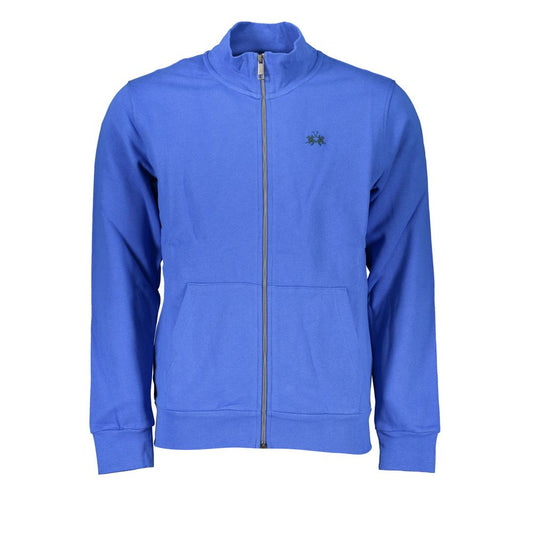 La Martina Elegante Blauwe Fleece Sweatshirt met Borduurwerk