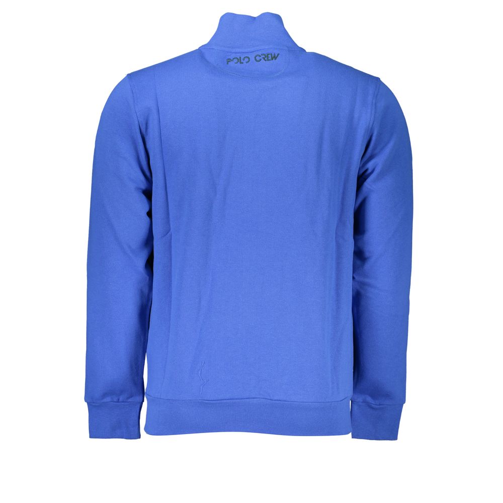 La Martina Elegante Blauwe Fleece Sweatshirt met Borduurwerk