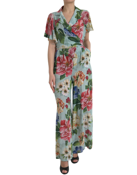 Dolce & Gabbana Elegante Bloemen Zijden Crêpe Jumpsuit