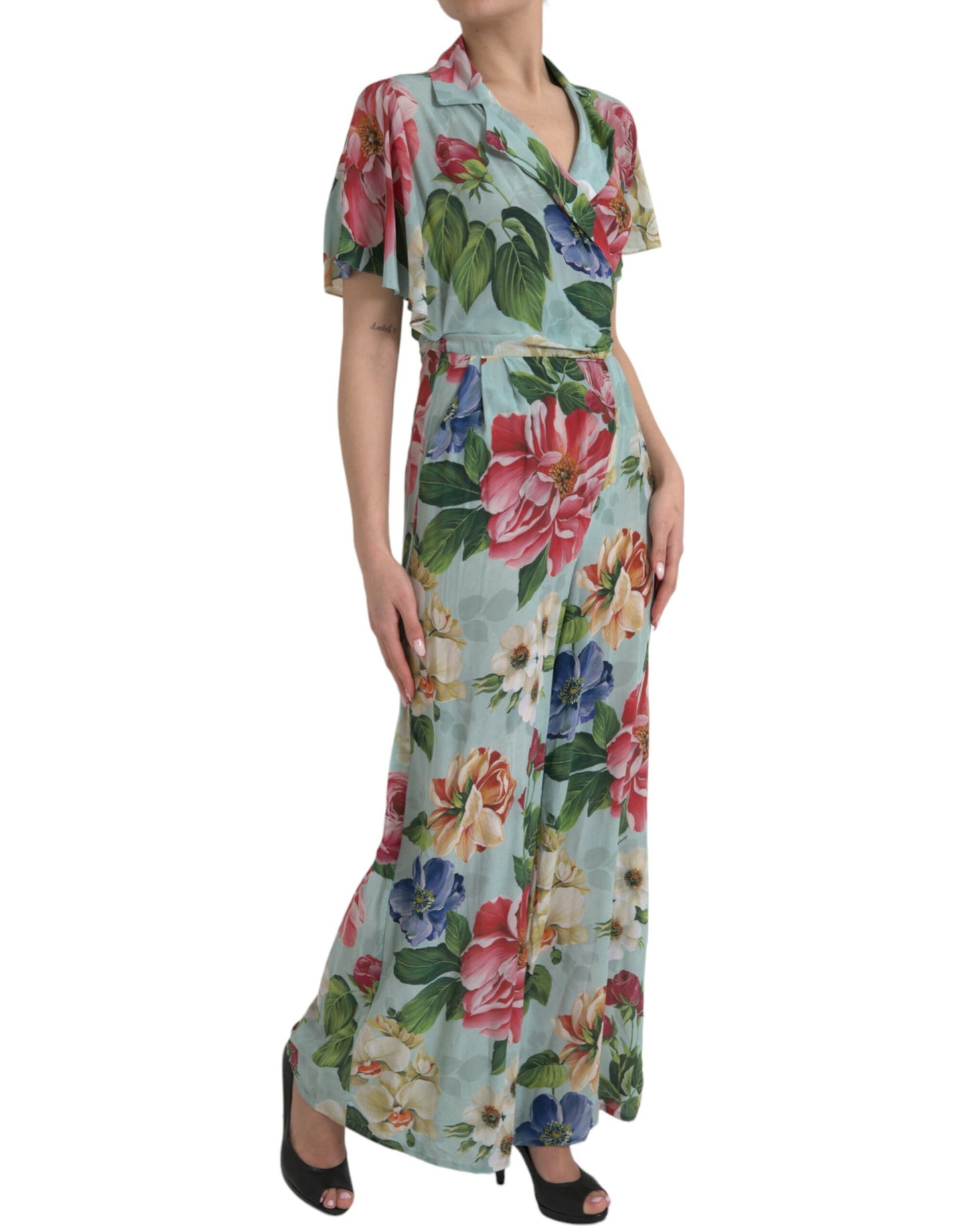 Dolce & Gabbana Elegante Bloemen Zijden Crêpe Jumpsuit