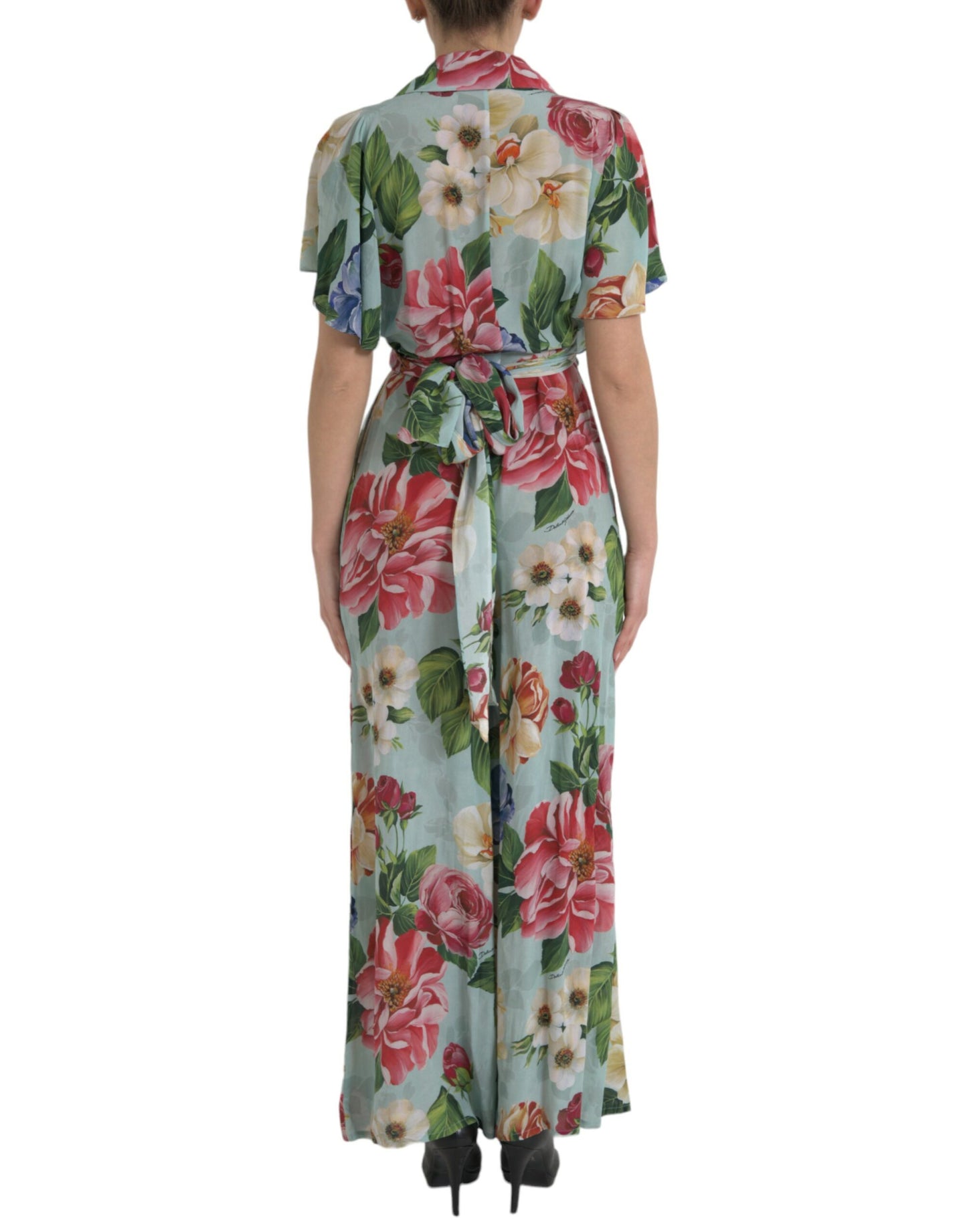 Dolce & Gabbana Elegante Bloemen Zijden Crêpe Jumpsuit