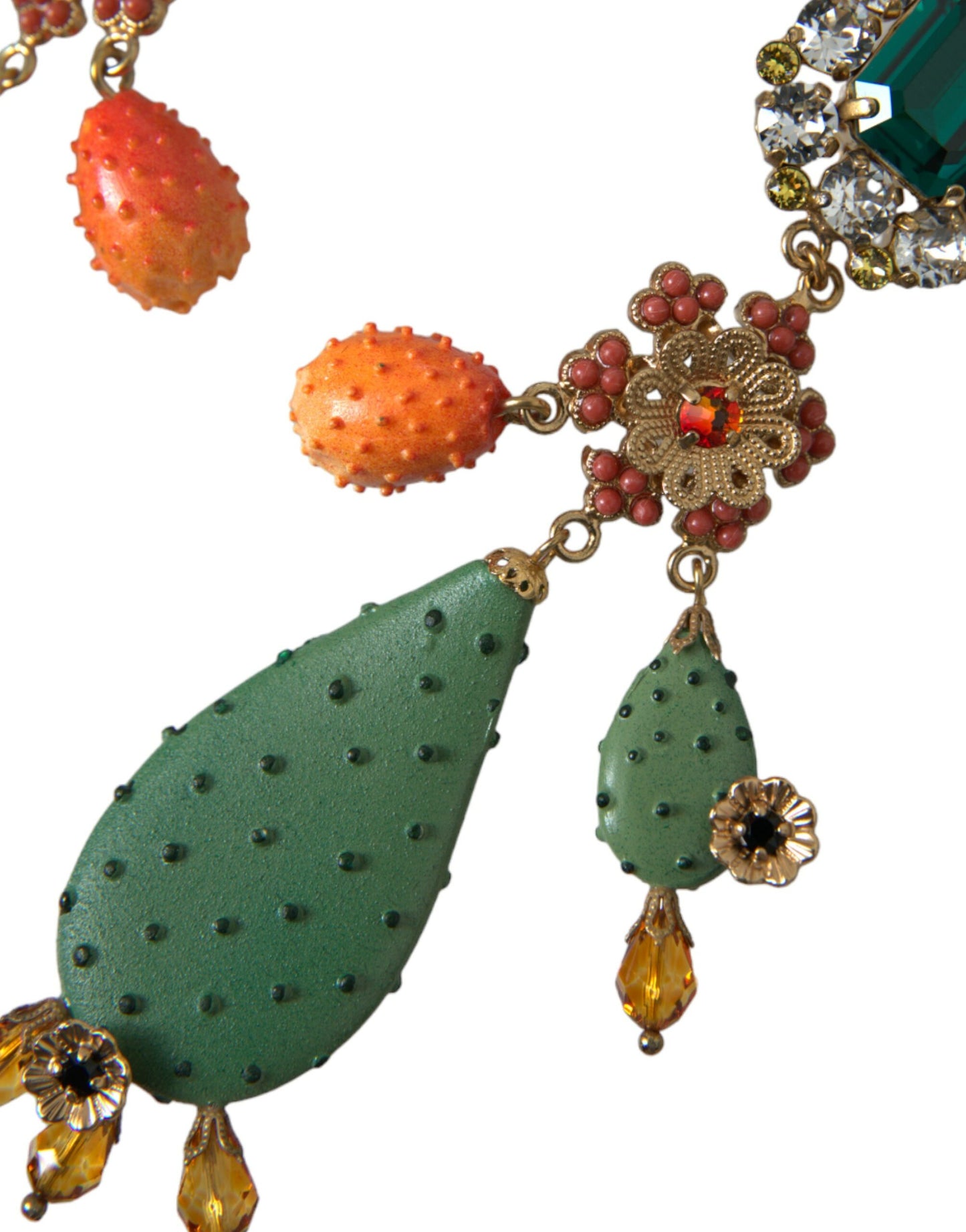 Dolce & Gabbana Groene Cactus Kristal Clip Op Sieraden Dangling Oorbellen