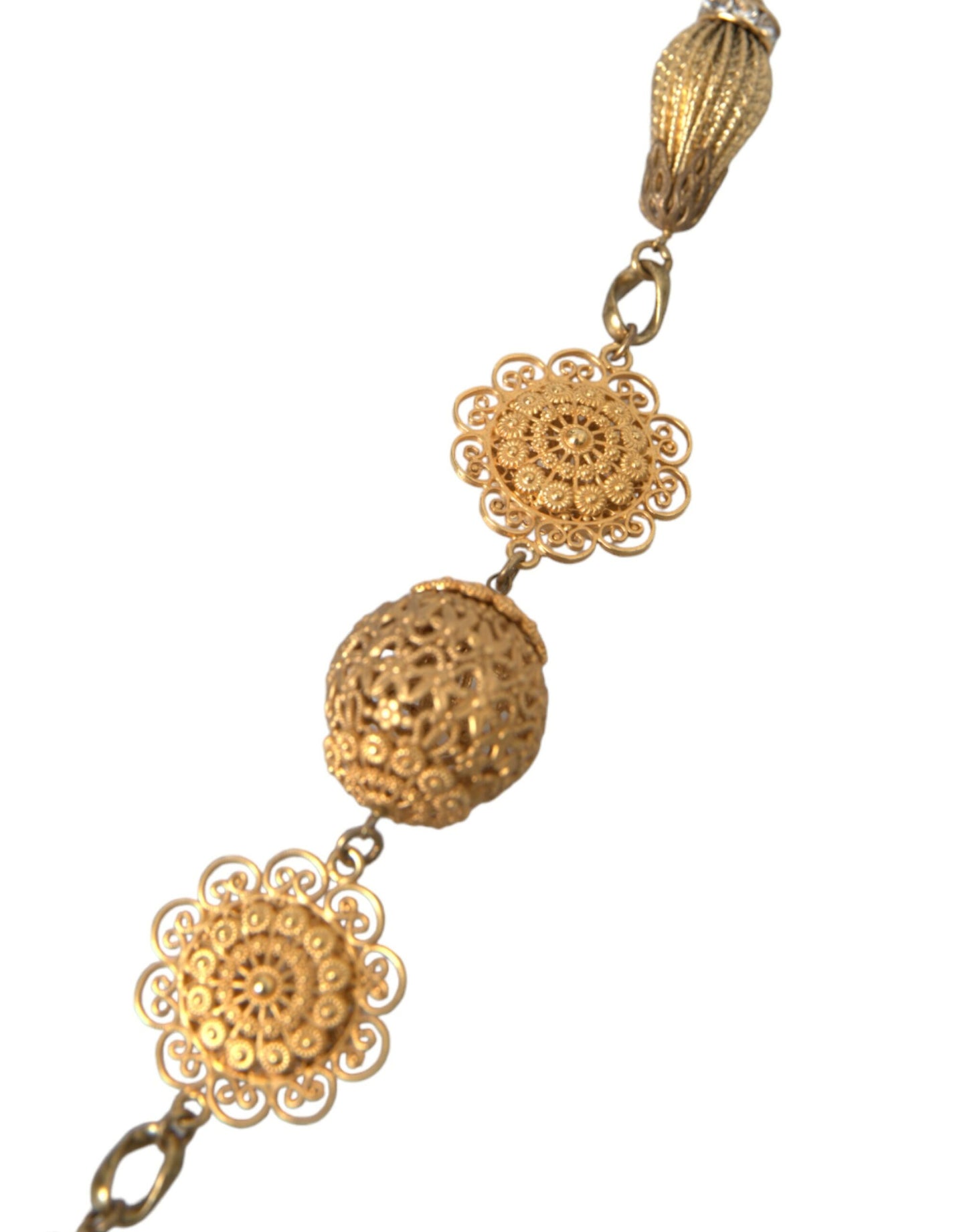 Dolce & Gabbana Crystal Flower Filigree Goud Messing Statement Ketting