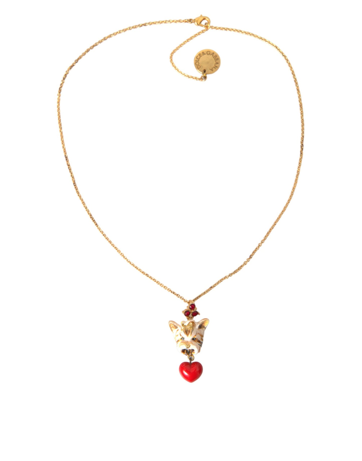 Dolce & Gabbana Gouden Messing Ketting Hond Hart Hanger Charm Ketting