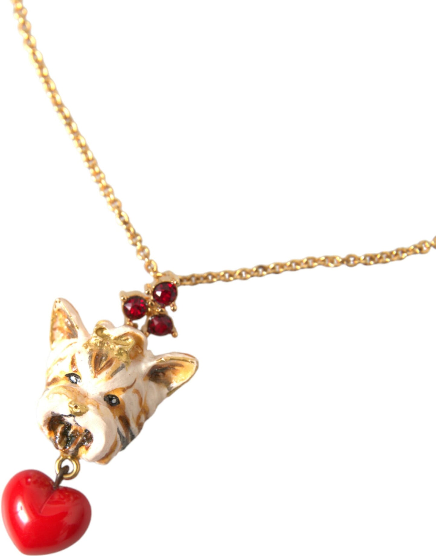 Dolce & Gabbana Gouden Messing Ketting Hond Hart Hanger Charm Ketting