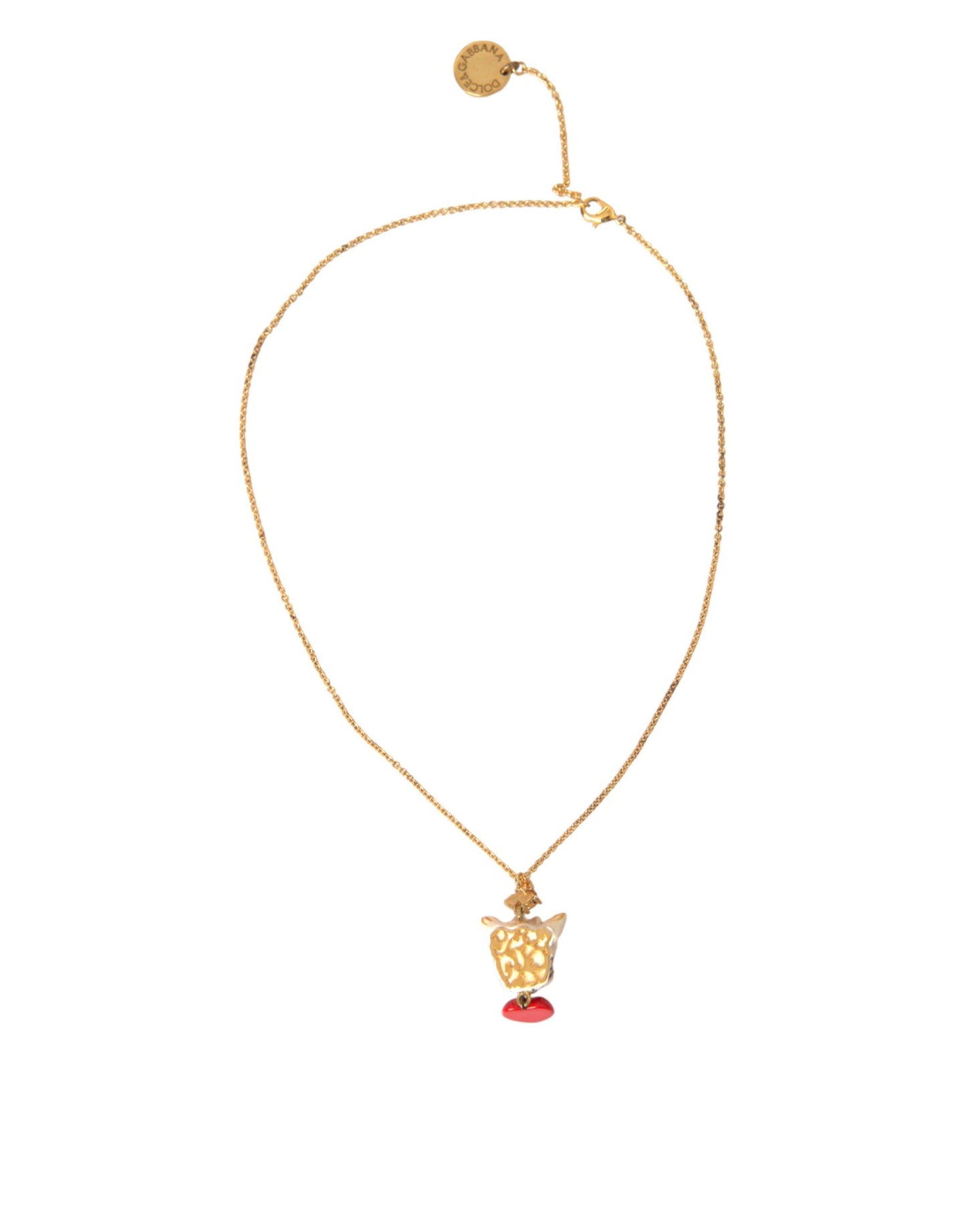 Dolce & Gabbana Gouden Messing Ketting Hond Hart Hanger Charm Ketting