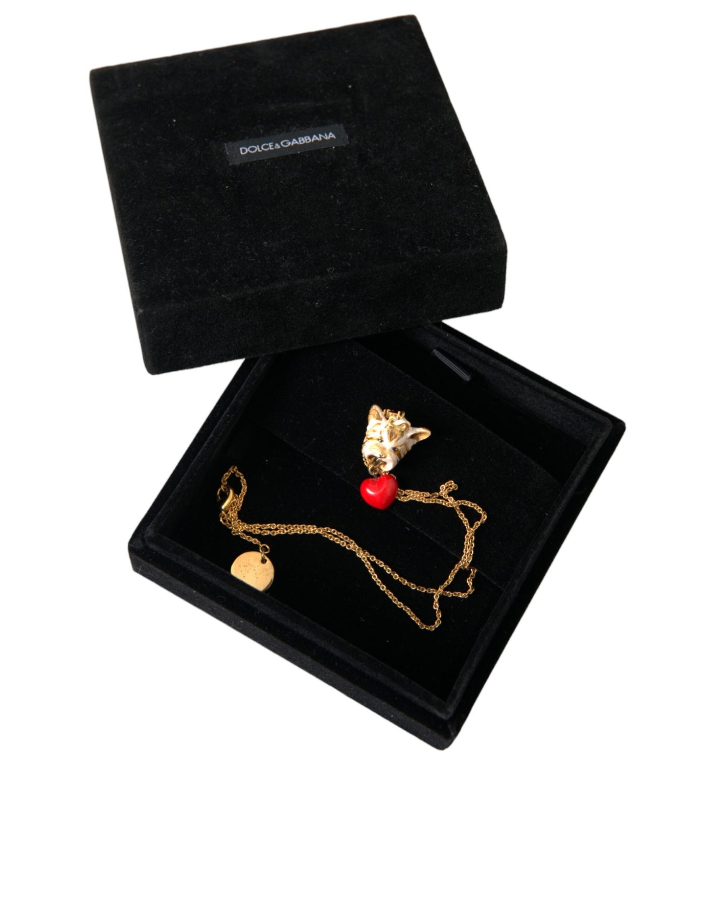 Dolce & Gabbana Gouden Messing Ketting Hond Hart Hanger Charm Ketting