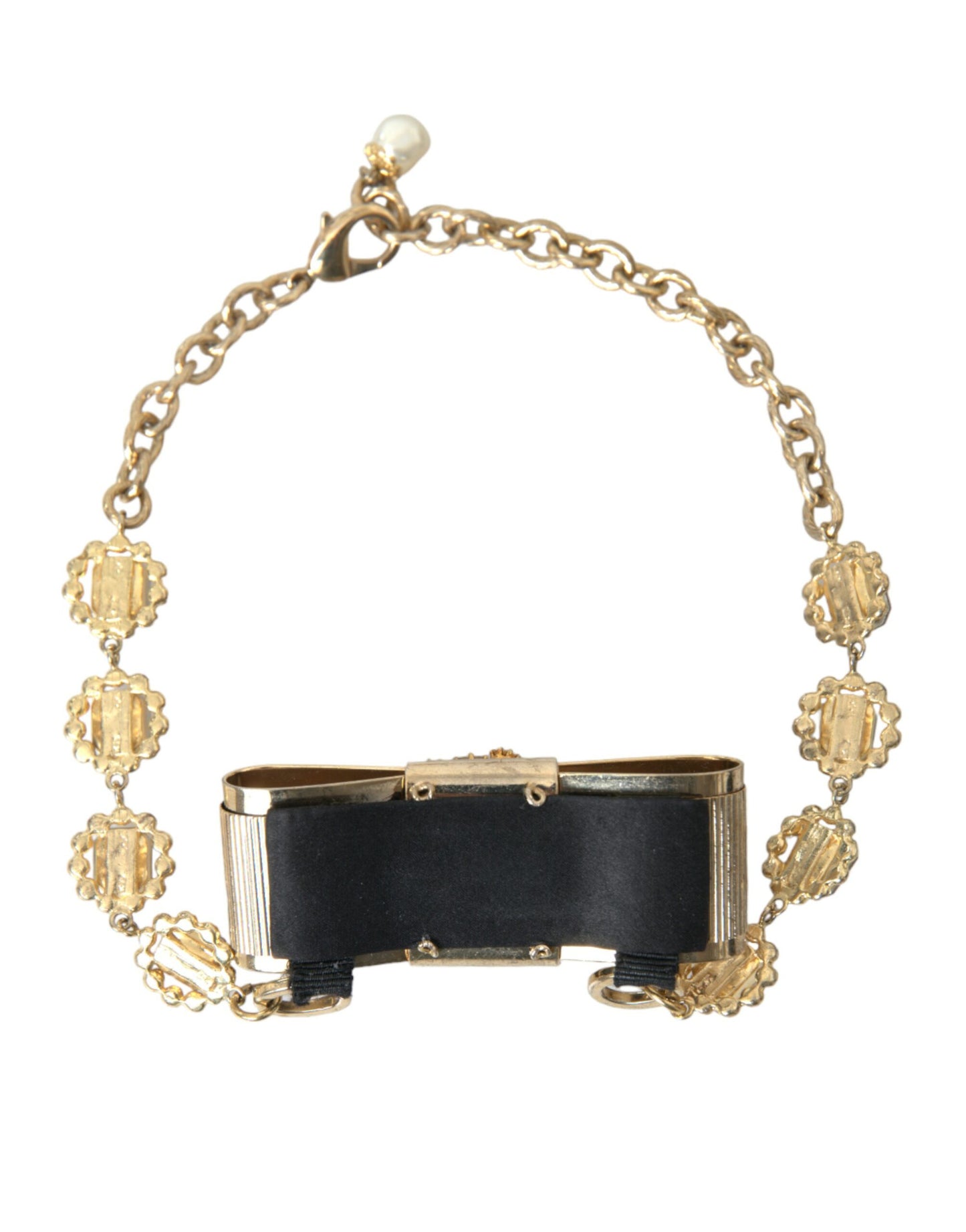 Dolce & Gabbana Gouden Messing Helder Kristal Strik Ketting Choker Ketting