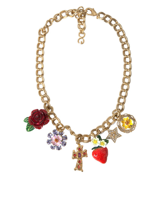 Dolce & Gabbana Gouden Ketting Rozenkruis Aardbei Ster Hanger Ketting