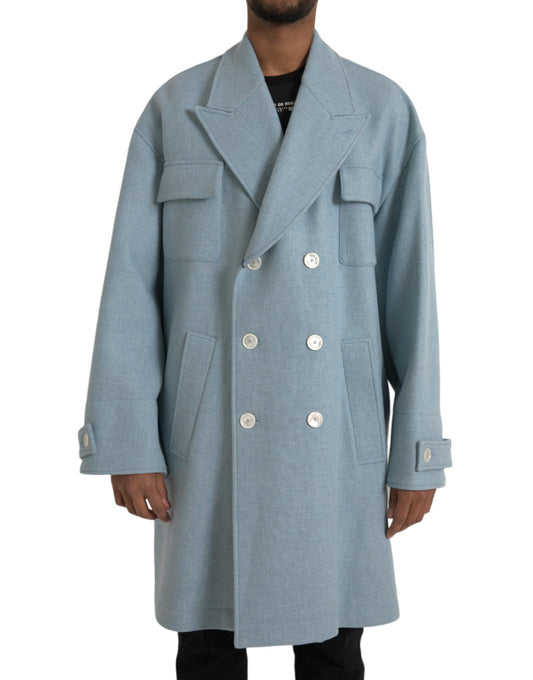 Dolce & Gabbana Blauwe Double Breasted Trenchcoat Jas