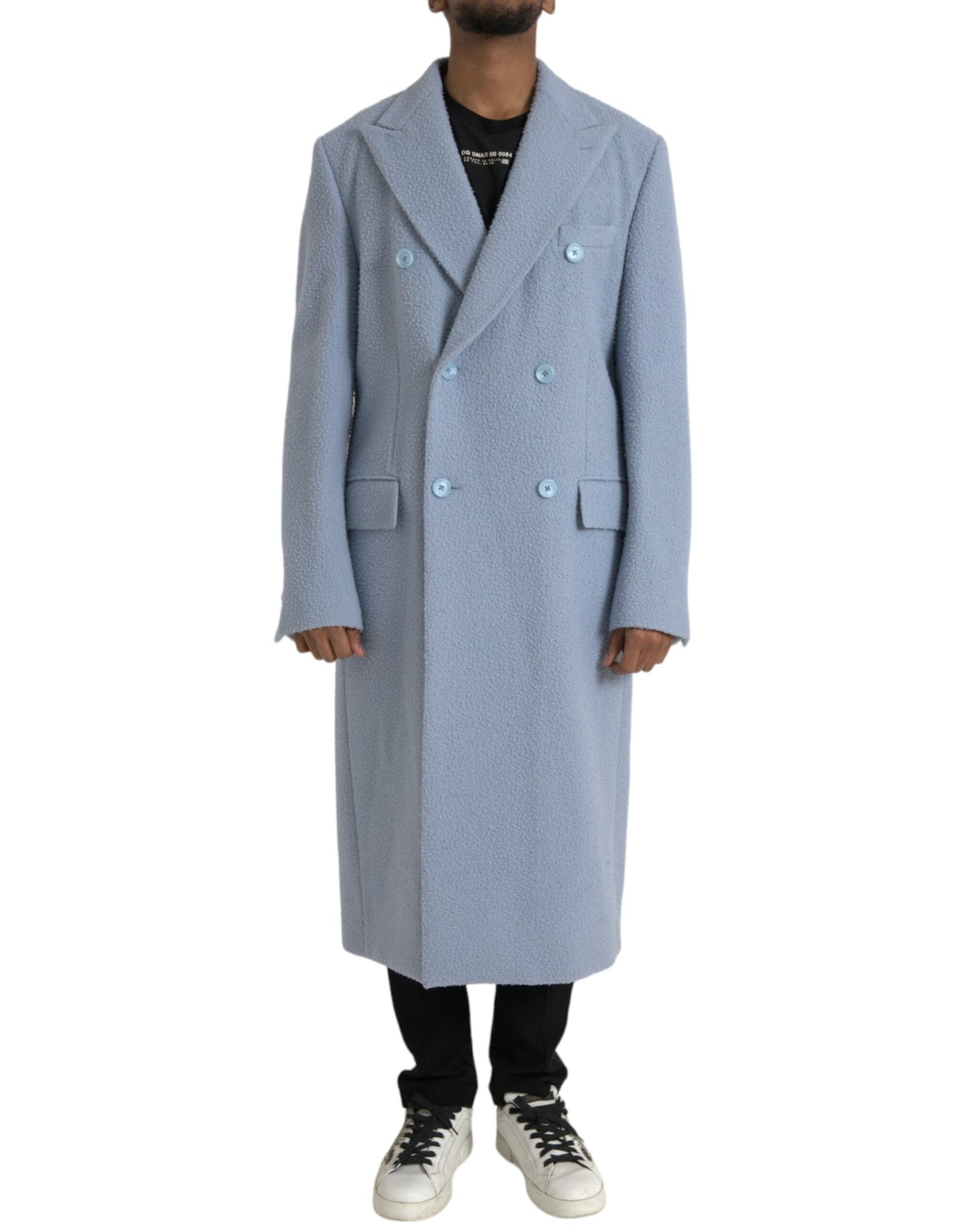 Dolce & Gabbana Blauwe Double Breasted Lange Trenchcoat Jas