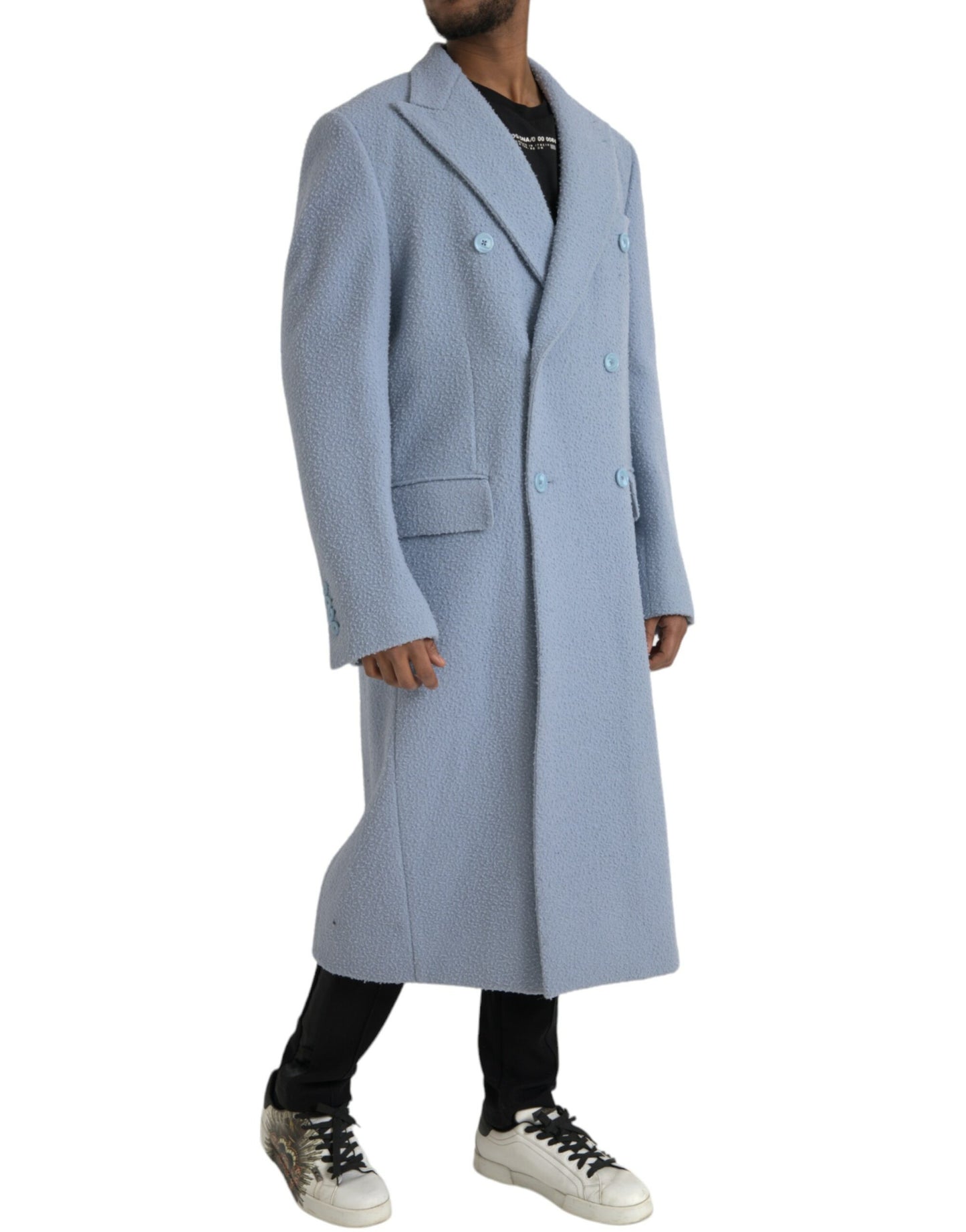 Dolce & Gabbana Blauwe Double Breasted Lange Trenchcoat Jas