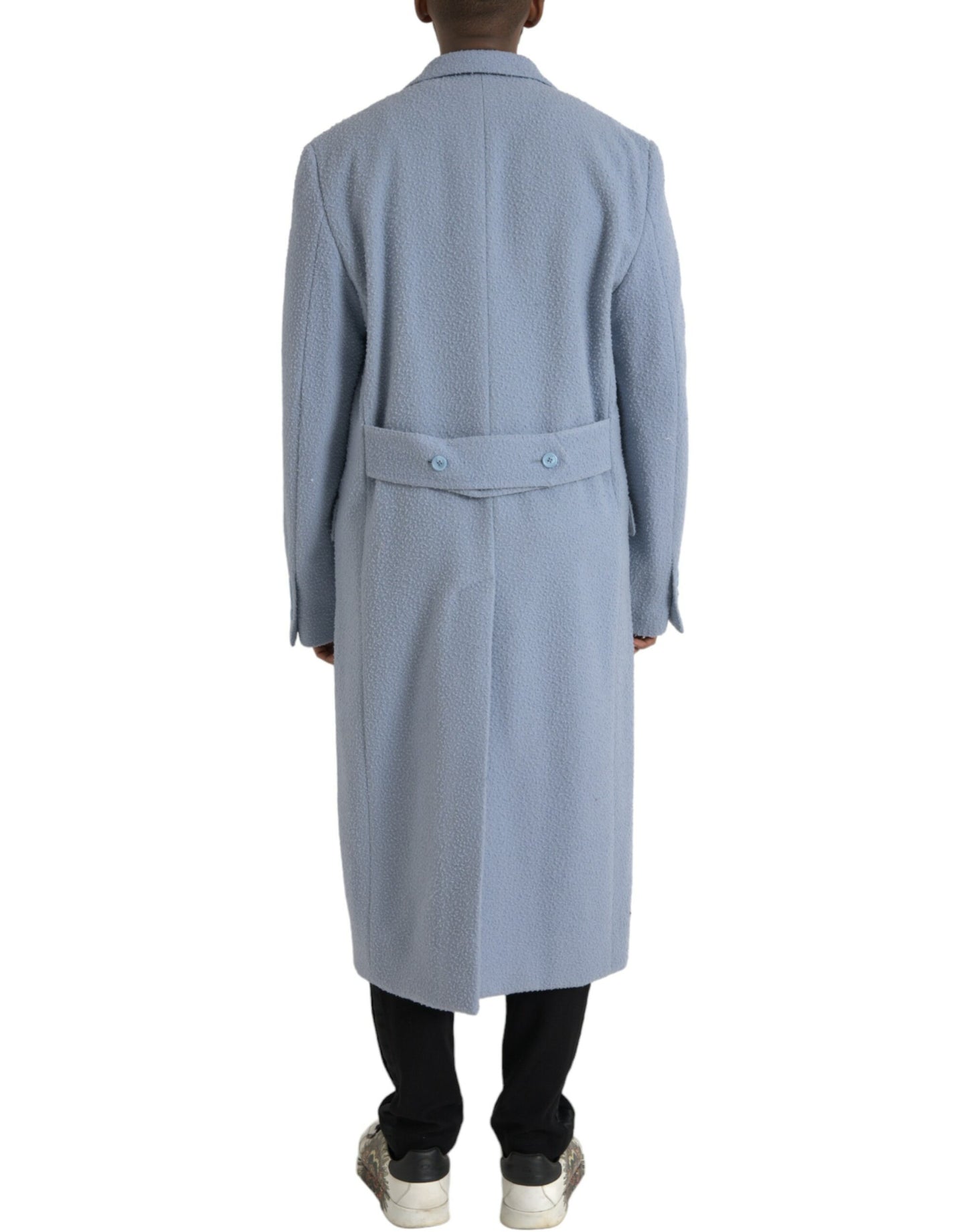 Dolce & Gabbana Blauwe Double Breasted Lange Trenchcoat Jas