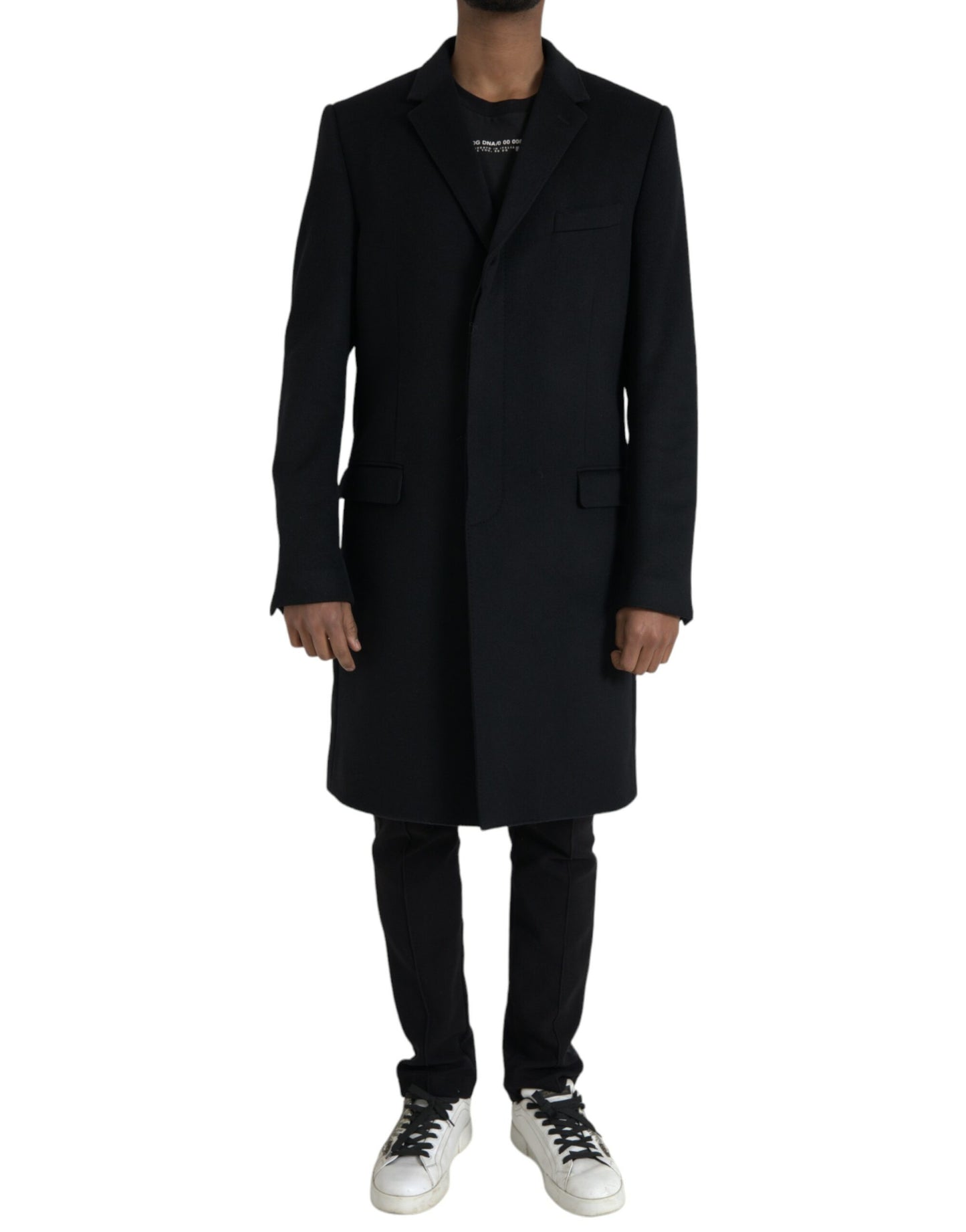 Dolce & Gabbana Zwarte Wollen Kasjmier Trenchcoat Jas