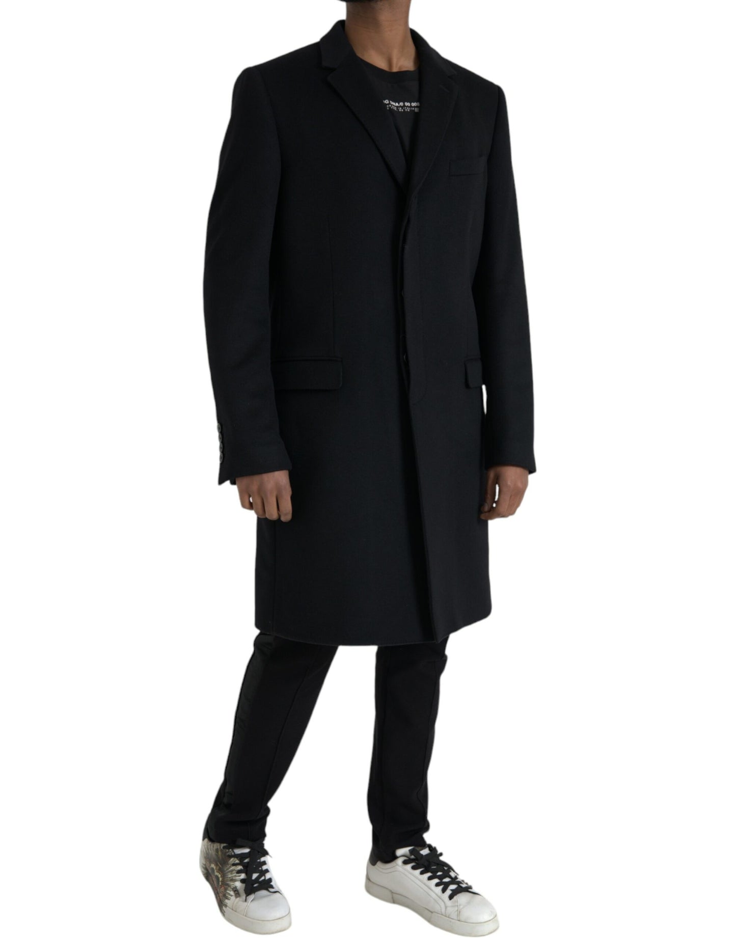 Dolce & Gabbana Zwarte Wollen Kasjmier Trenchcoat Jas