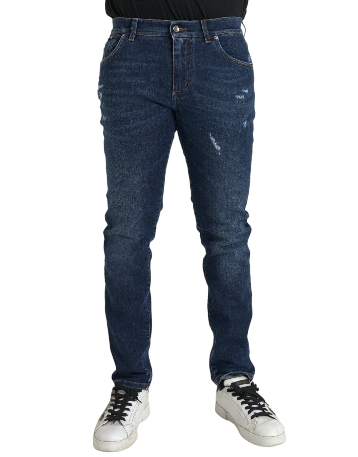 Dolce & Gabbana Blauwe Slim Fit Katoenen Skinny Heren Denim Jeans