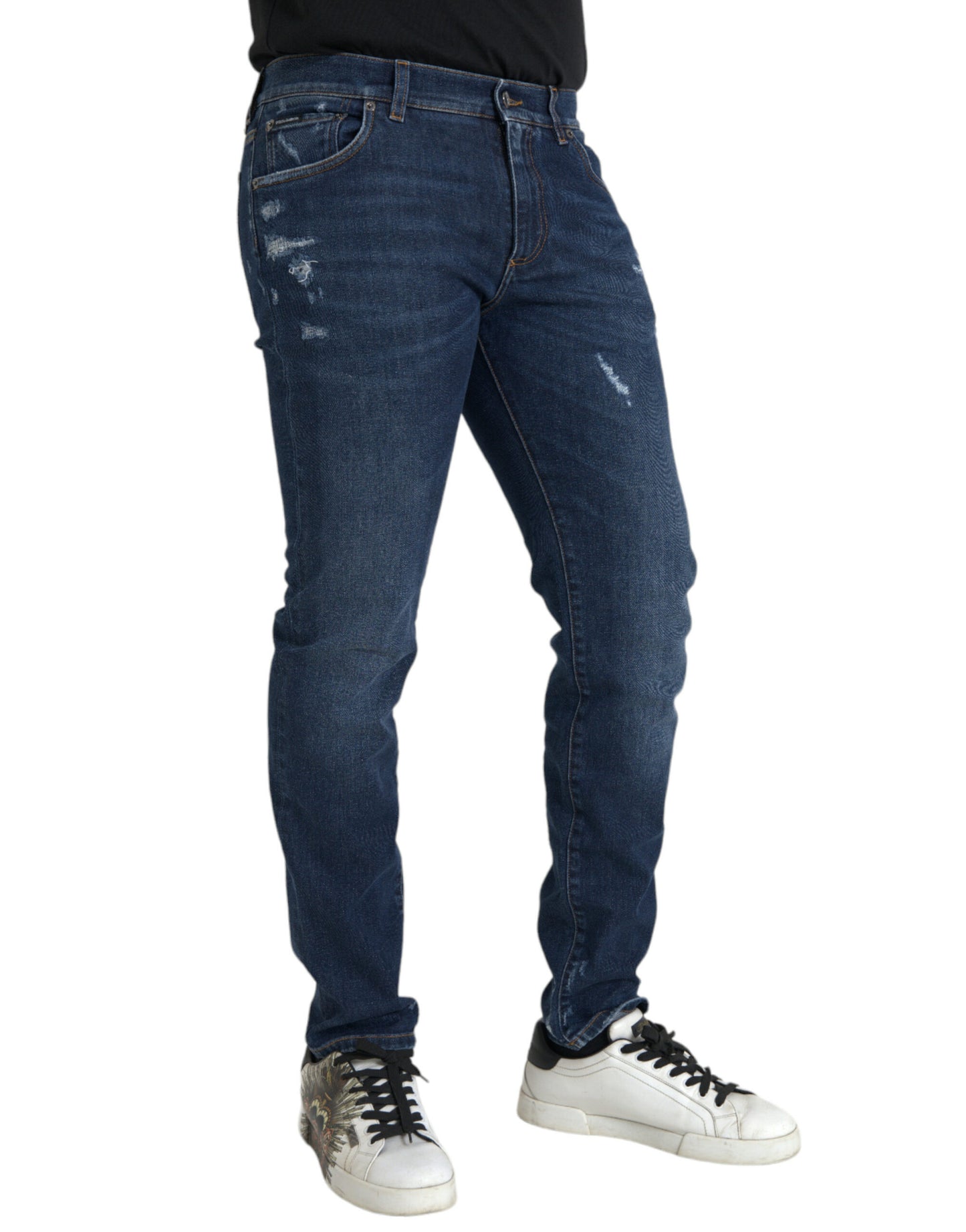 Dolce & Gabbana Blauwe Slim Fit Katoenen Skinny Heren Denim Jeans