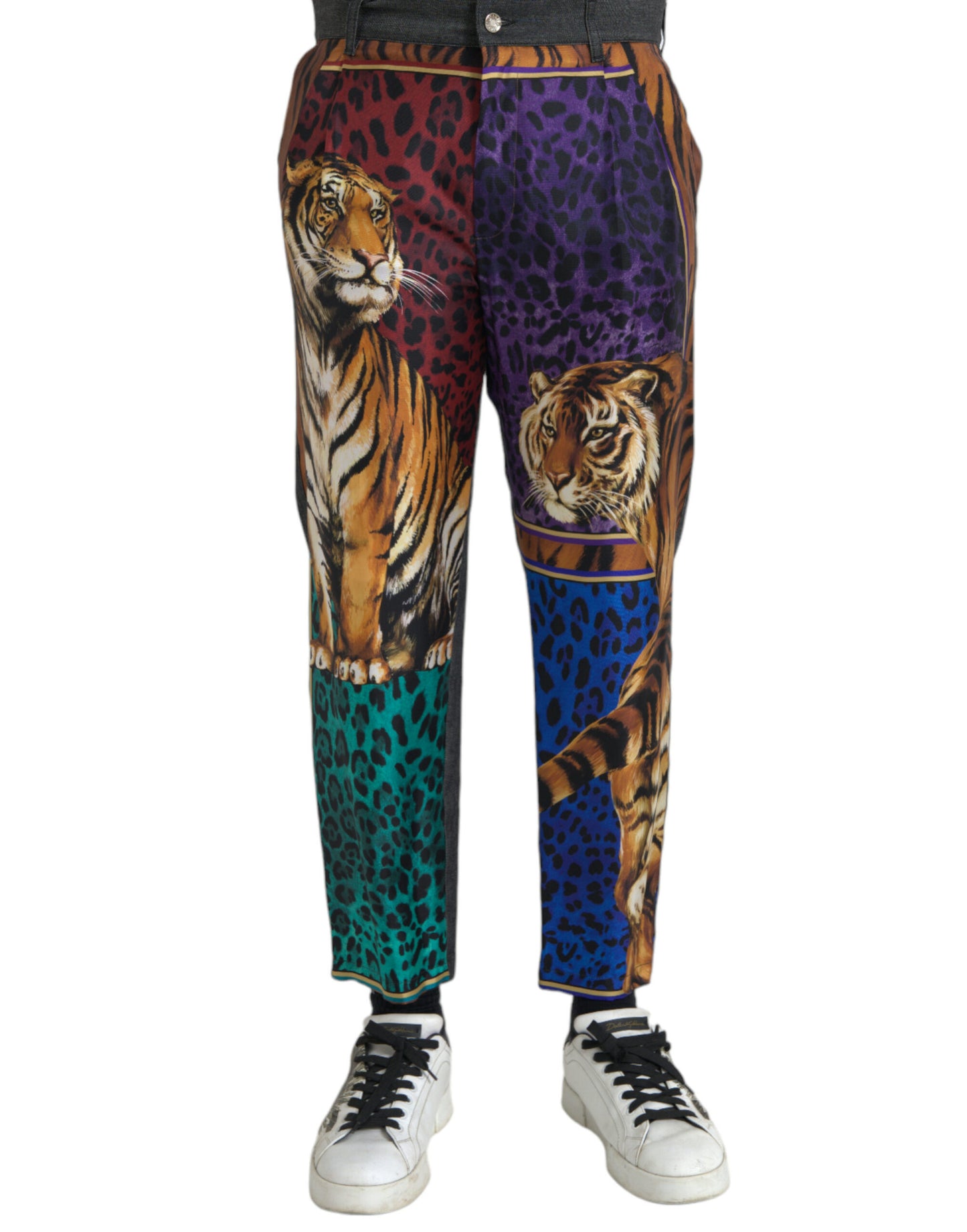 Dolce & Gabbana Multicolor Tiger Leopard Katoenen Losse Taps Toelopende Broek