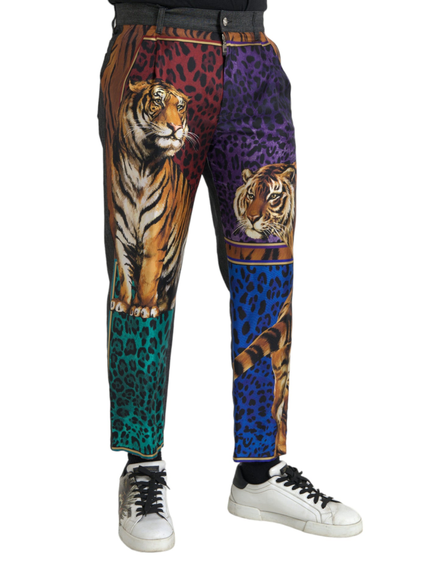 Dolce & Gabbana Multicolor Tiger Leopard Katoenen Losse Taps Toelopende Broek