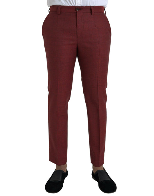 Dolce & Gabbana Maroon Wool Heren Skinny Dress Broek