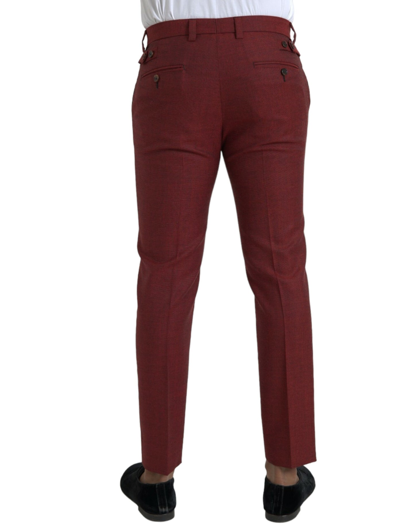 Dolce & Gabbana Maroon Wool Heren Skinny Dress Broek