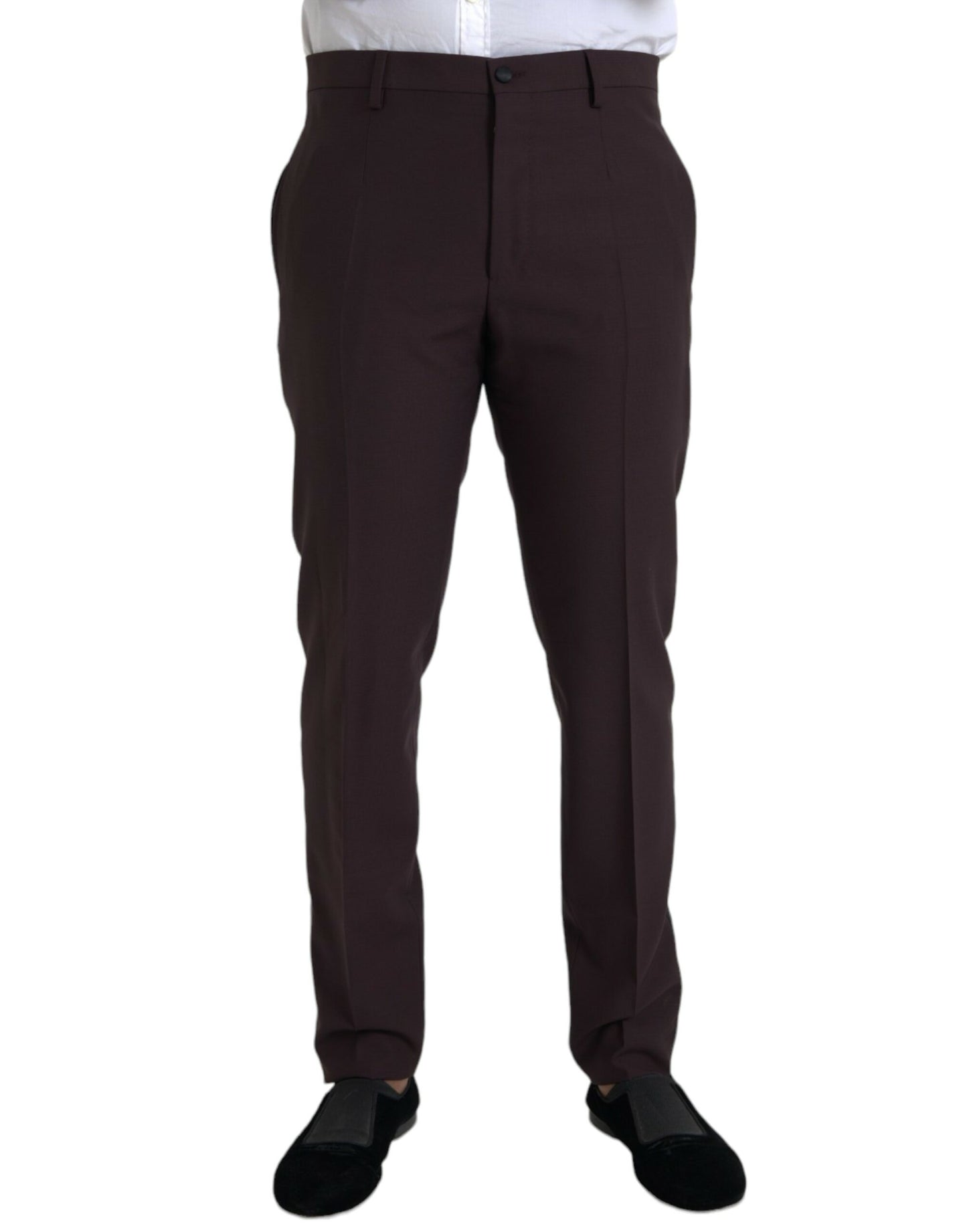 Dolce & Gabbana Donkerbruine Wollen Slim Fit Broek