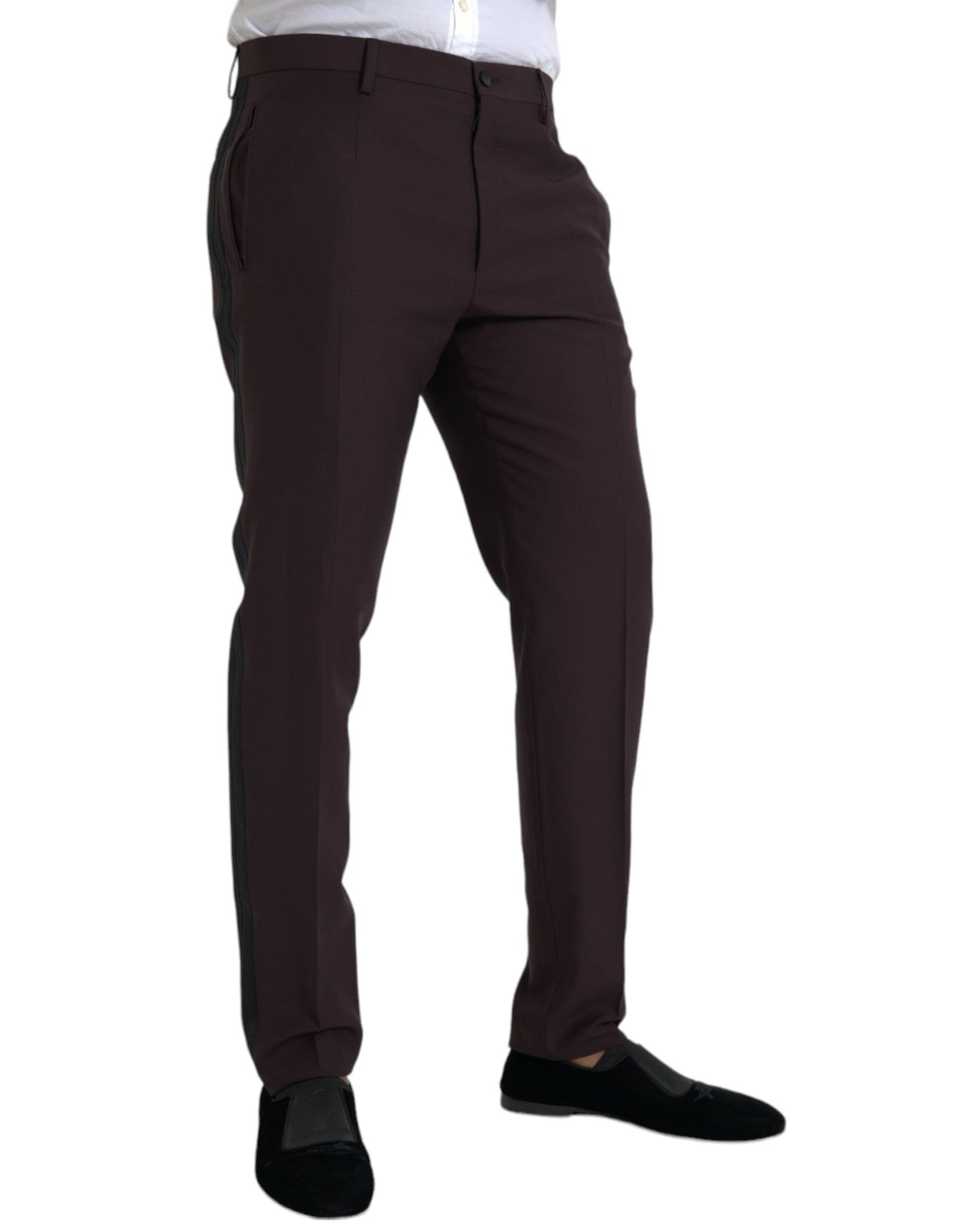 Dolce & Gabbana Donkerbruine Wollen Slim Fit Broek