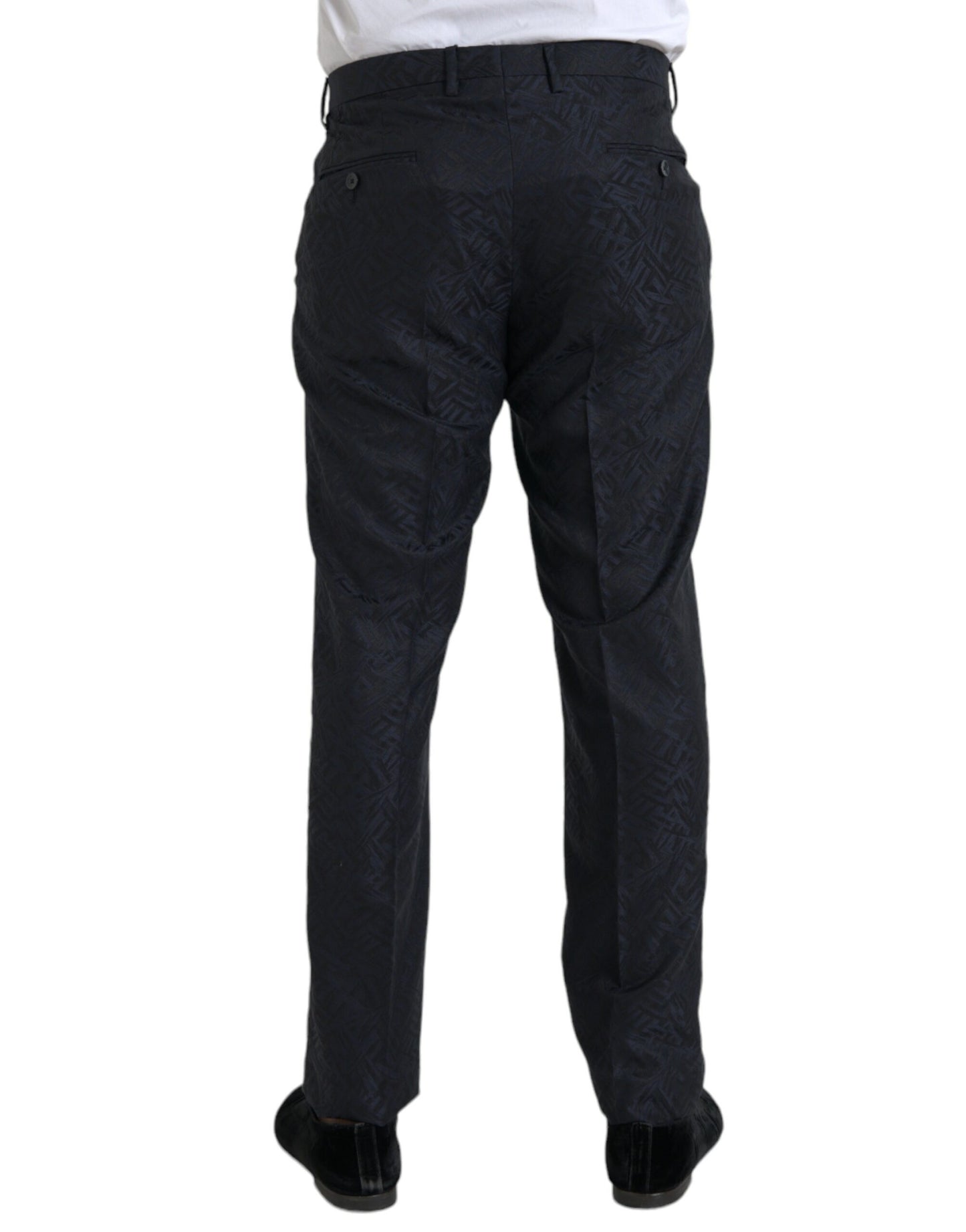 Dolce & Gabbana Blauwe Brokaat Wol Skinny Heren Broek