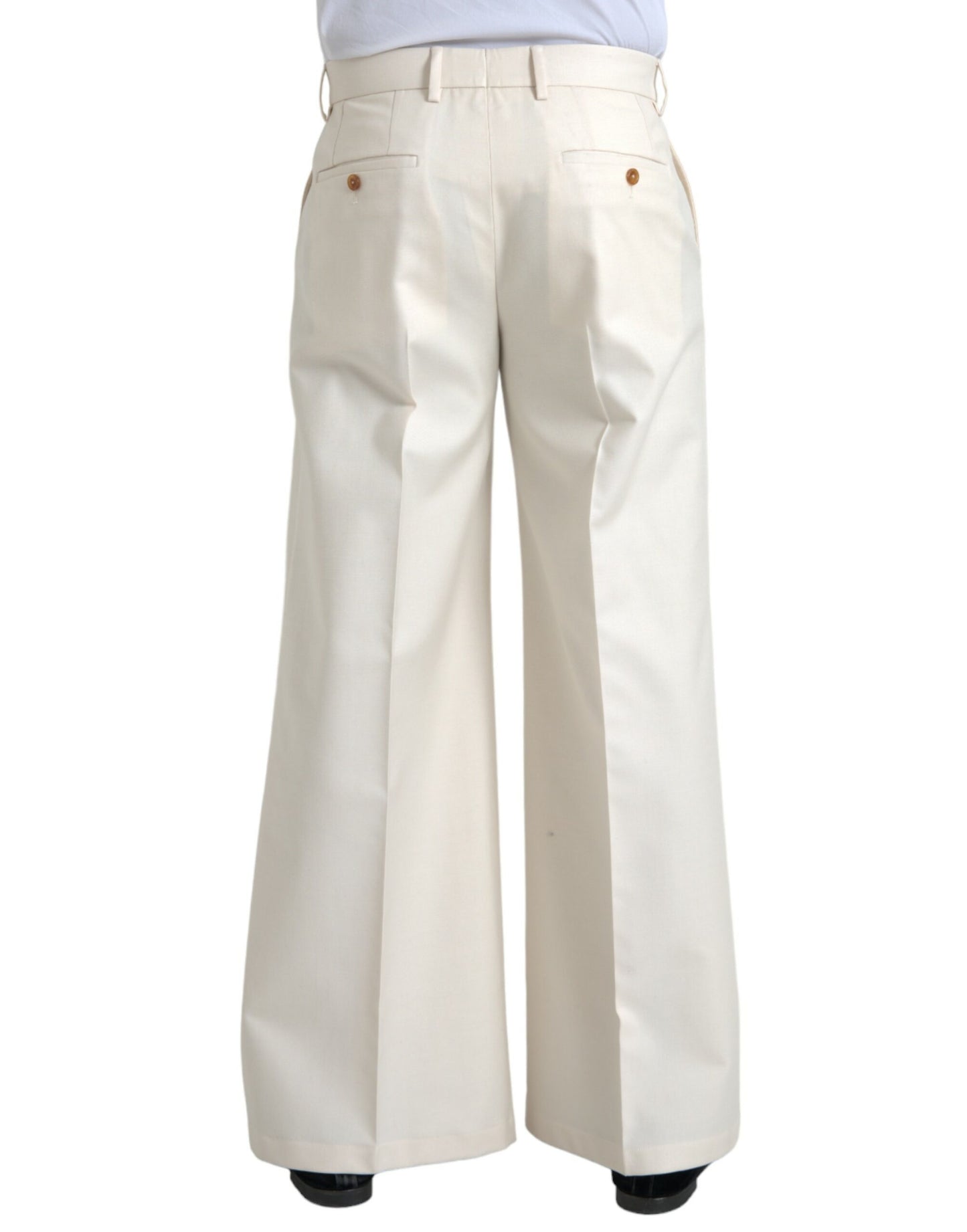 Dolce & Gabbana Witte Wollen Wijde Broek met Middelhoge Taille