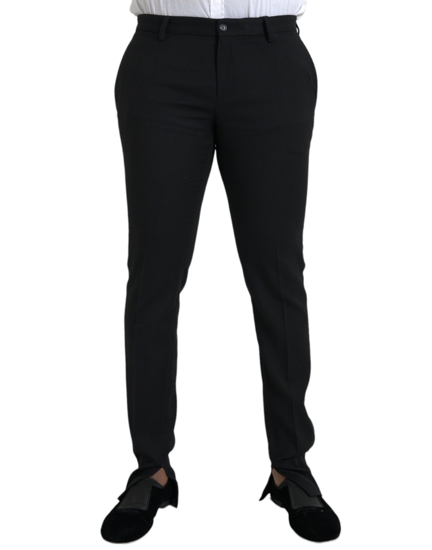 Dolce & Gabbana Zwarte Wollen Stretch Heren Skinny Broek