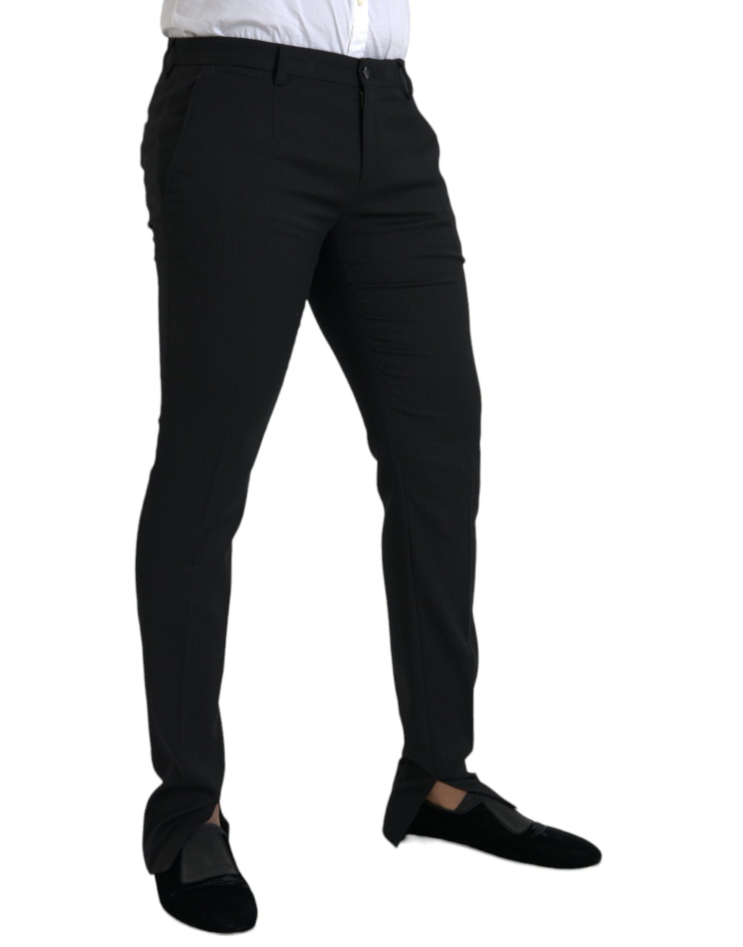 Dolce & Gabbana Zwarte Wollen Stretch Heren Skinny Broek