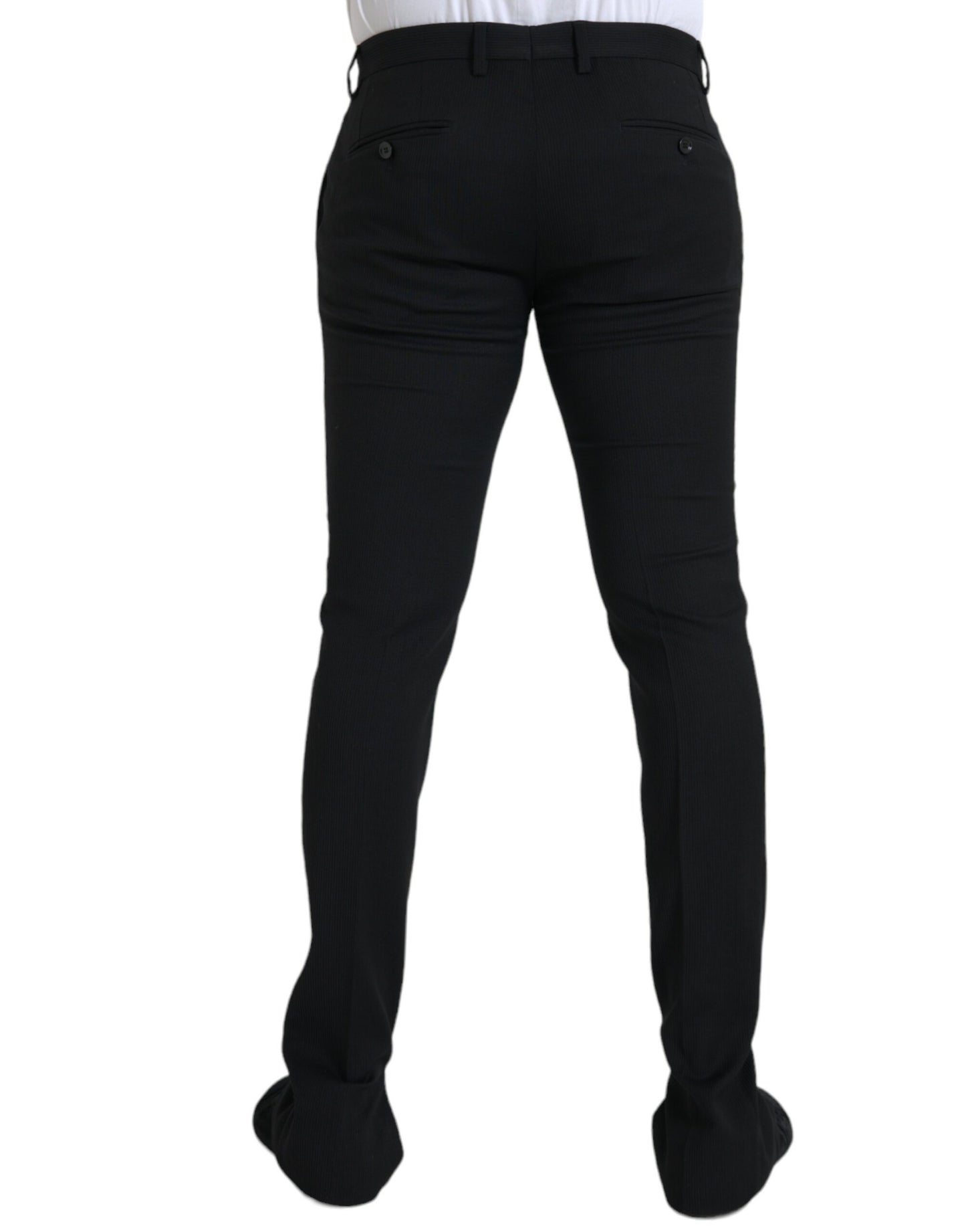 Dolce & Gabbana Zwarte Wollen Stretch Heren Skinny Broek