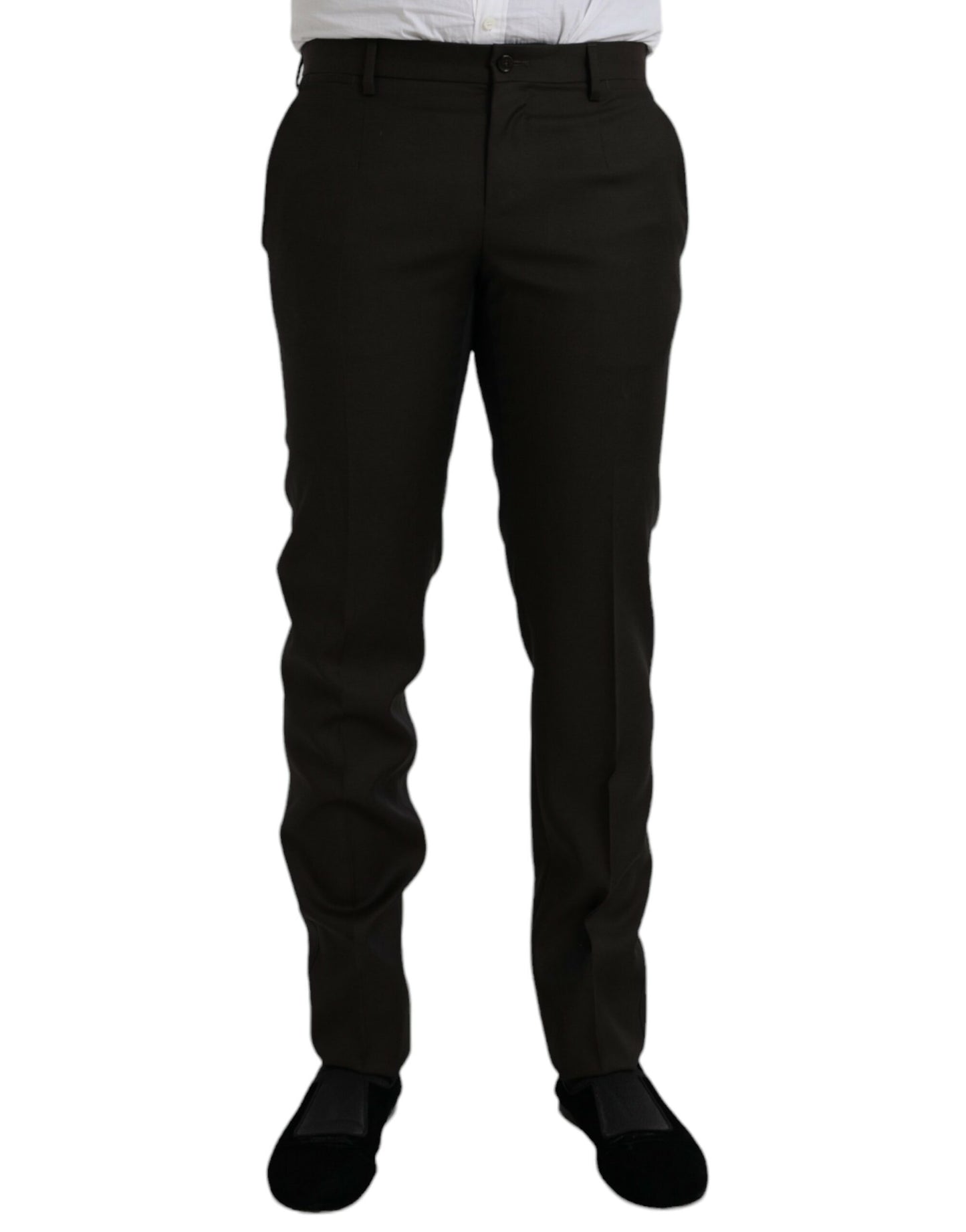 Dolce & Gabbana Donkerbruine Wollen Slim Fit Formele Broek