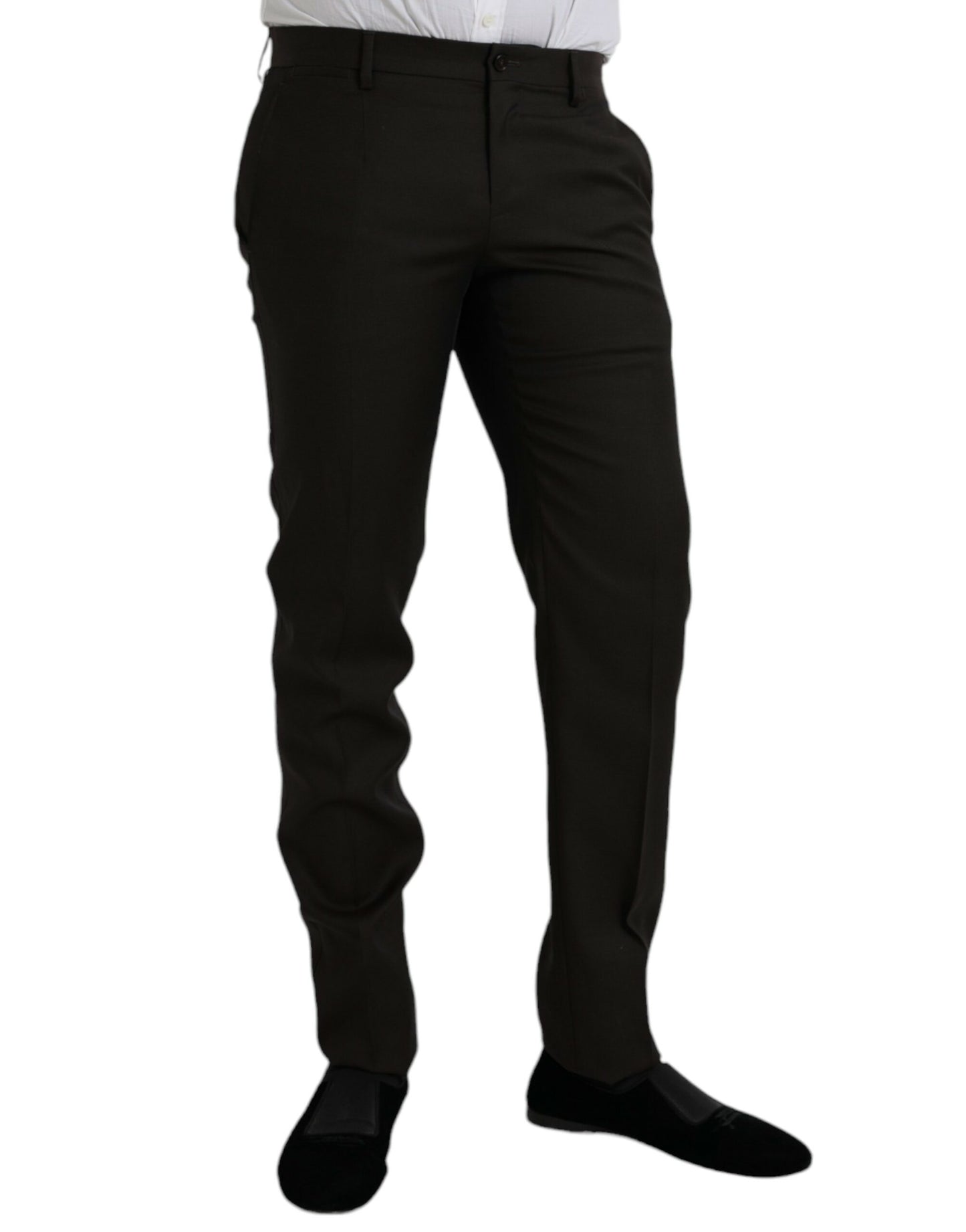 Dolce & Gabbana Donkerbruine Wollen Slim Fit Formele Broek